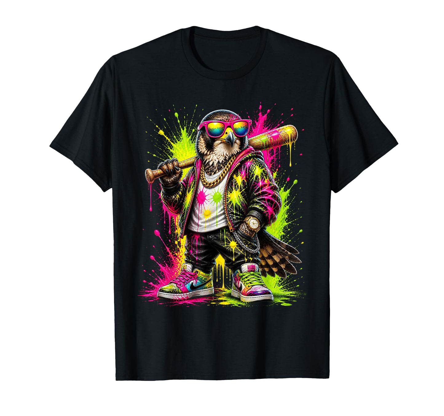 Falcon Baseball Drip Funny Animal T-Shirt - Novelty Apparel Men Women - T-Shirt, Sweatshirt, Hoodie
