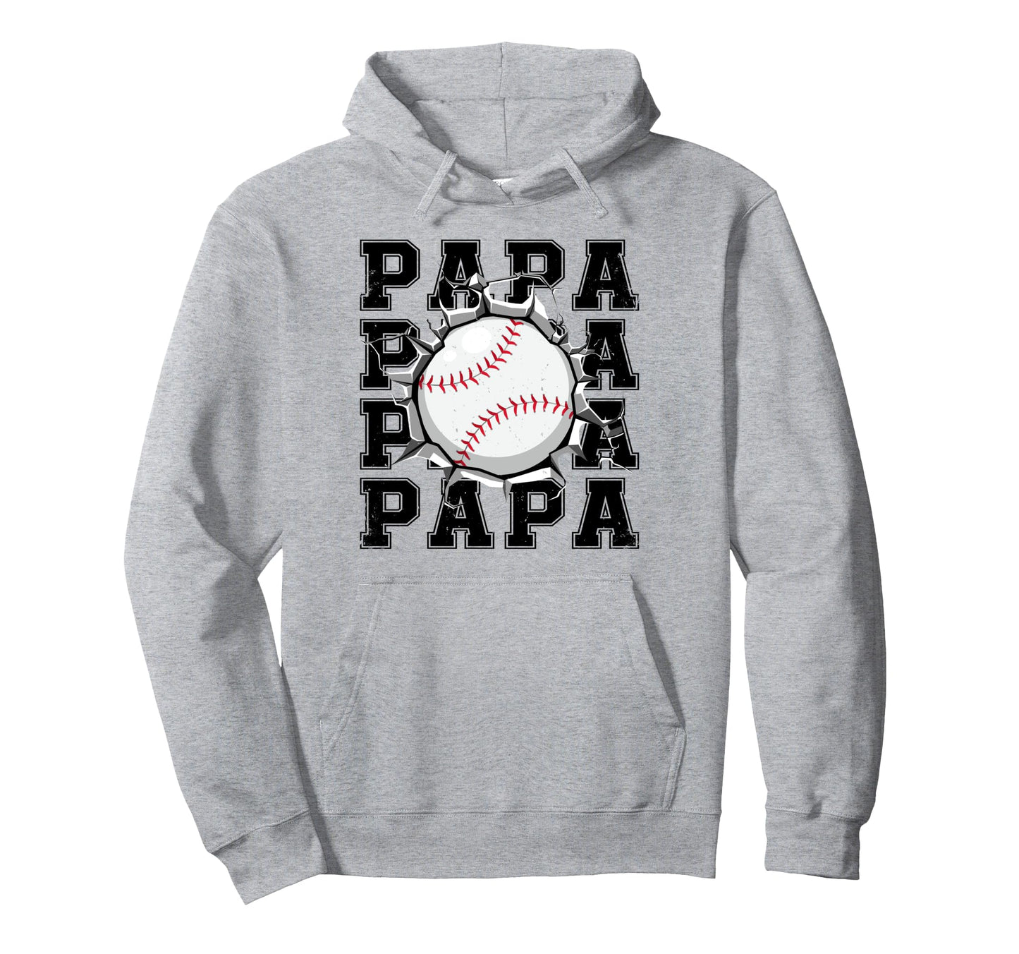 Baseball Papa Cracked Wall Family Matching Hoodie - Novelty Apparel Unisex - T-Shirt, Sweatshirt, Hoodie