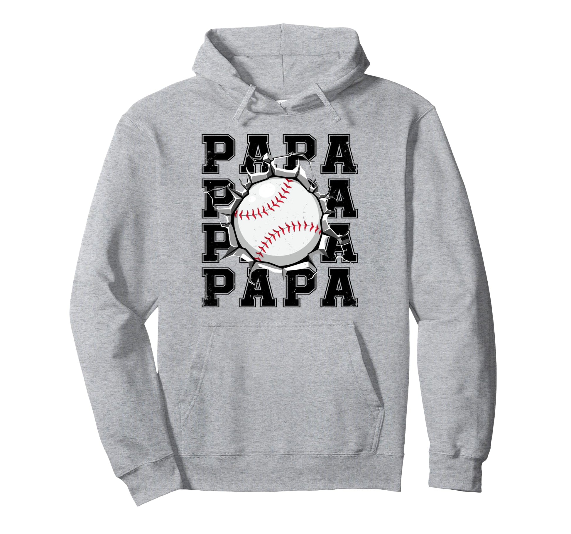 Baseball Papa Cracked Wall Family Matching Hoodie - Novelty Apparel Unisex - T-Shirt, Sweatshirt, Hoodie
