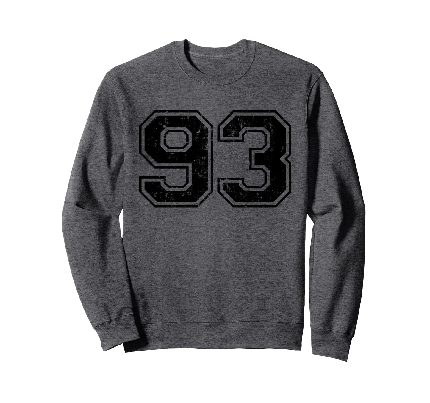 Number 93 Varsity Distressed Sport Sweatshirt - Aesthetic Graphic Unisex - T-Shirt, Sweatshirt, Hoodie