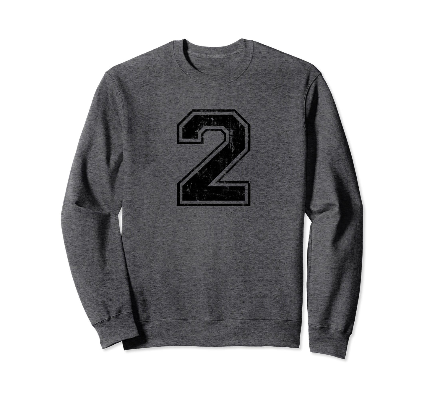 Number 2 Two Varsity Distressed Sport Sweatshirt - Unique Graphic Unisex - T-Shirt, Sweatshirt, Hoodie