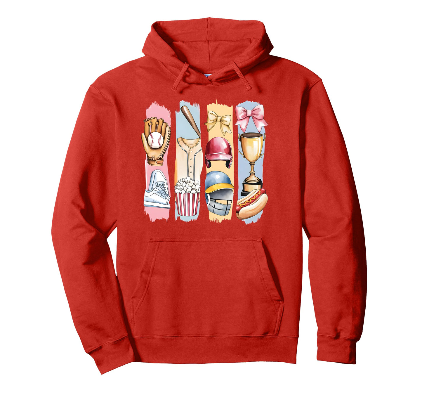 Brushstroke Baseball Coquette Bow Mom Hoodie - Streetwear Style for Adults - T-Shirt, Sweatshirt, Hoodie