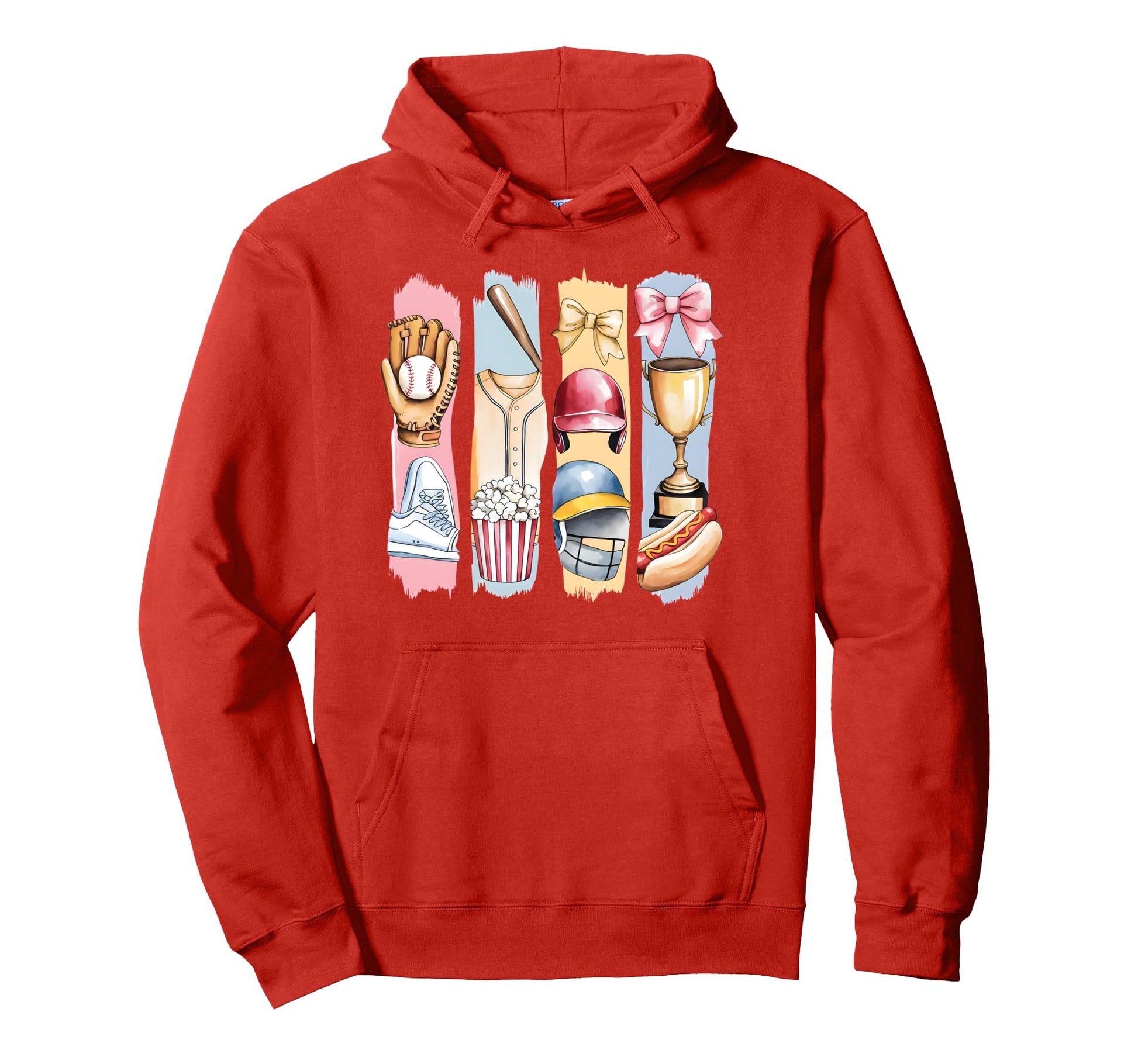 Brushstroke Baseball Coquette Bow Mom Hoodie - Streetwear Style for Adults - T-Shirt, Sweatshirt, Hoodie
