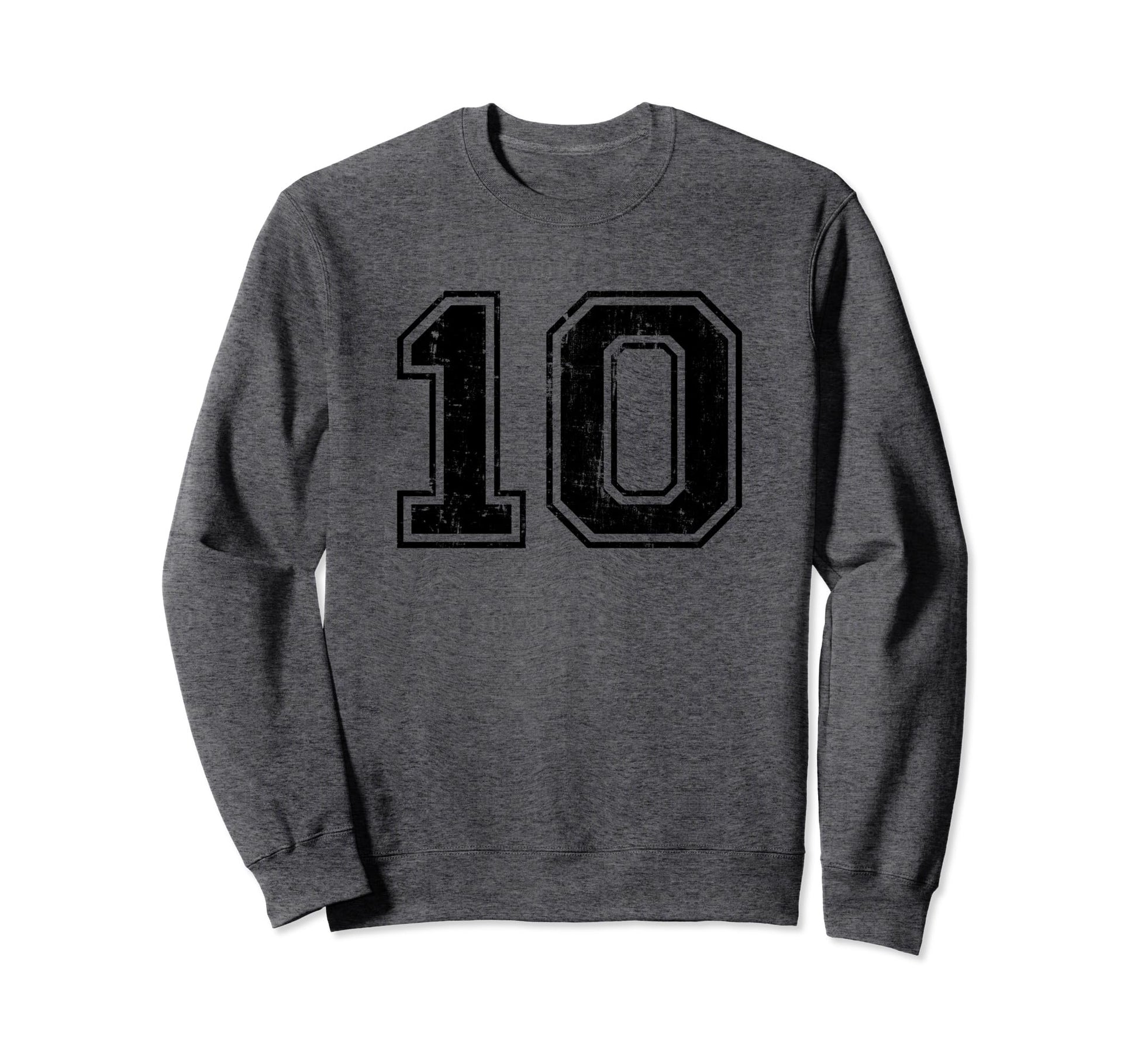 Number 10 Ten Varsity Distressed Sweatshirt - Custom Art Print for Adults - T-Shirt, Sweatshirt, Hoodie