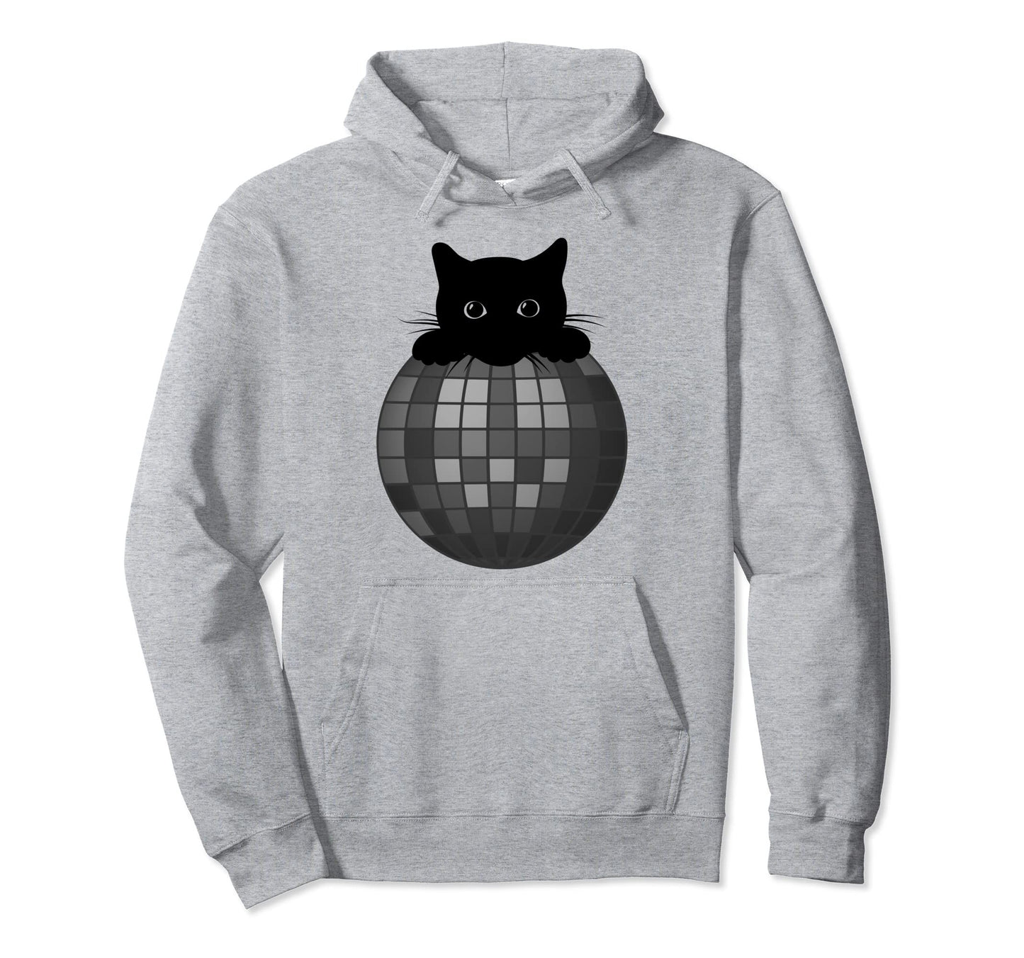 Aesthetic Disco Ball Gothic Black Cat Disco Hoodie - Unique Graphic Unisex - T-Shirt, Sweatshirt, Hoodie