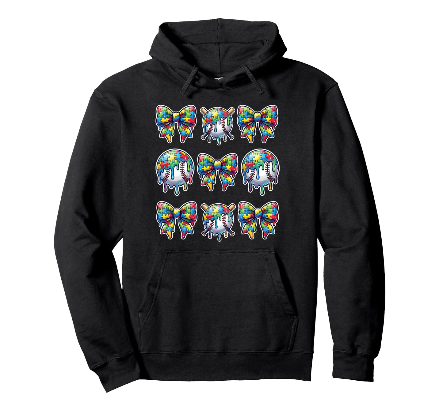 Baseball Sister Puzzle Bow Ice Cream Hoodie - Graphic Print for Adults - T-Shirt, Sweatshirt, Hoodie