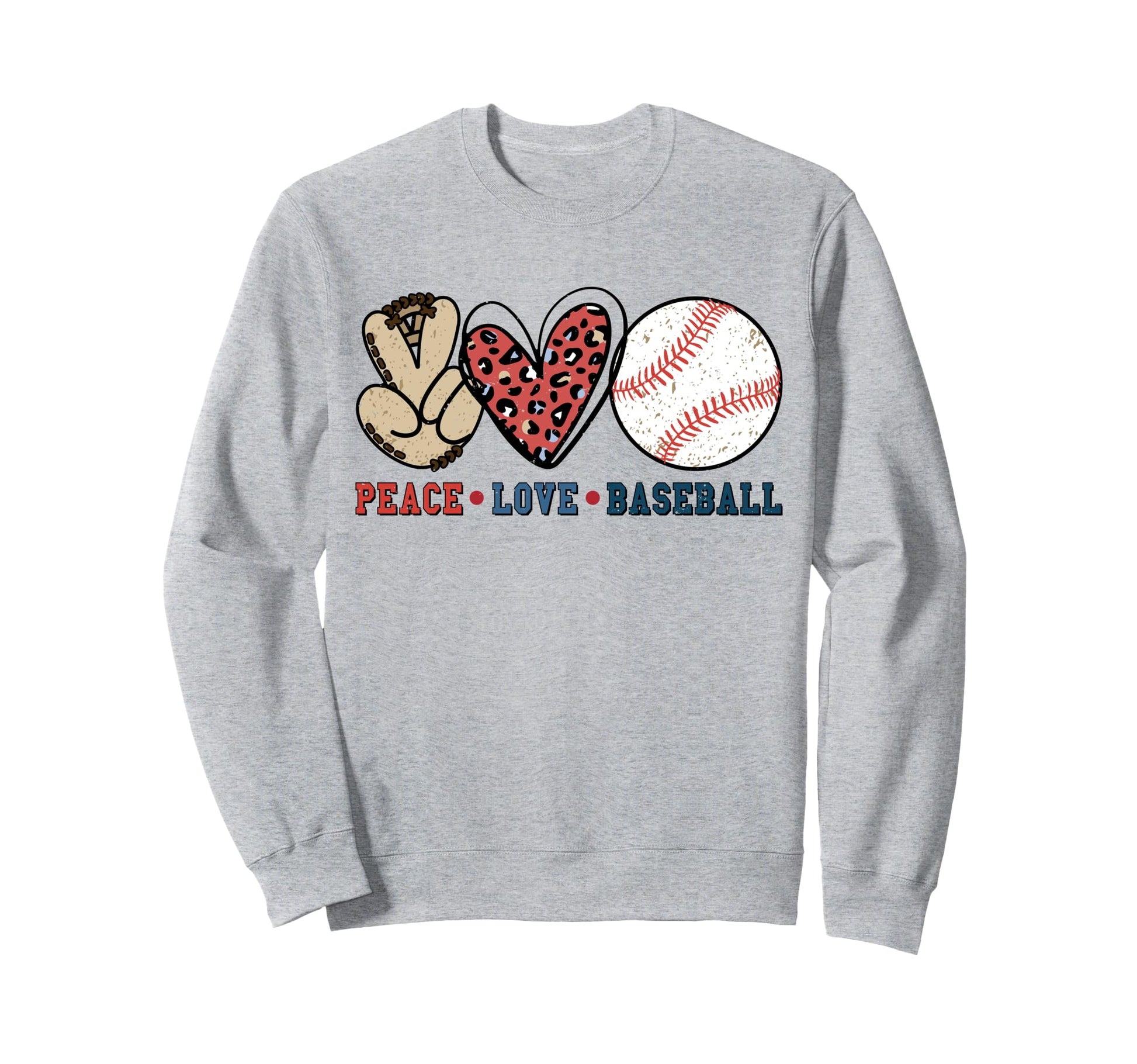 Baseball Peace Love Baseball Sweatshirt - Aesthetic Graphic for Adults - T-Shirt, Sweatshirt, Hoodie