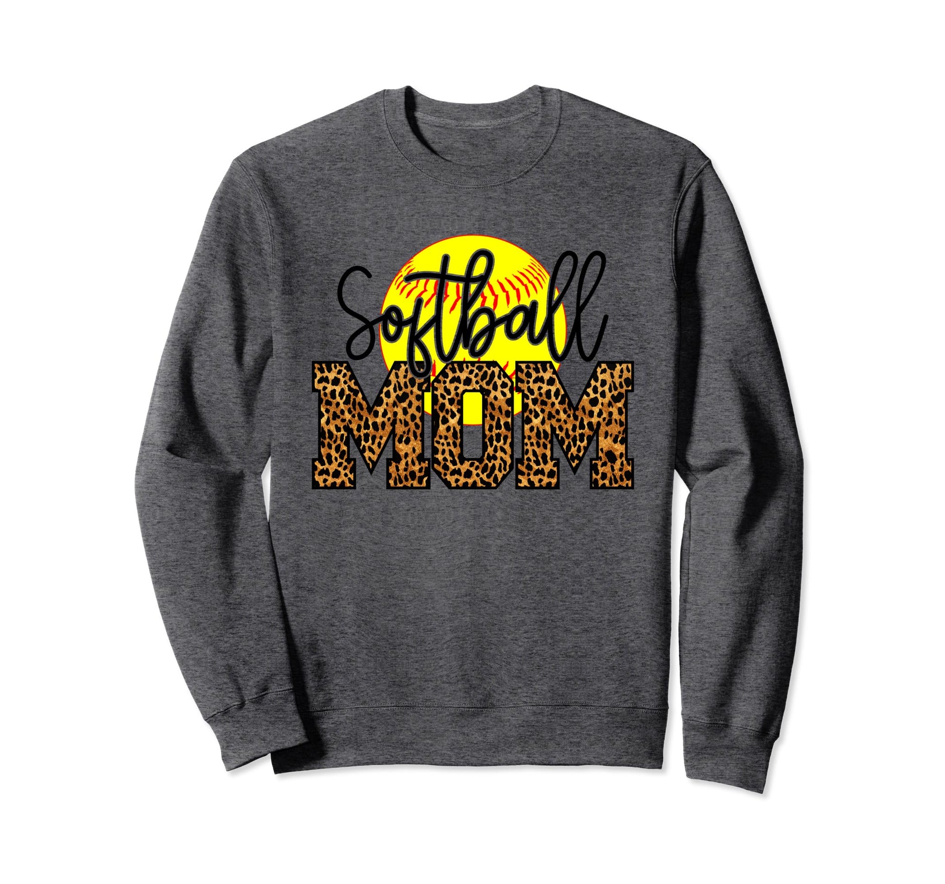 Softball Mom Leopard Funny Softball Mom Sweatshirt - Unique Graphic Unisex - T-Shirt, Sweatshirt, Hoodie