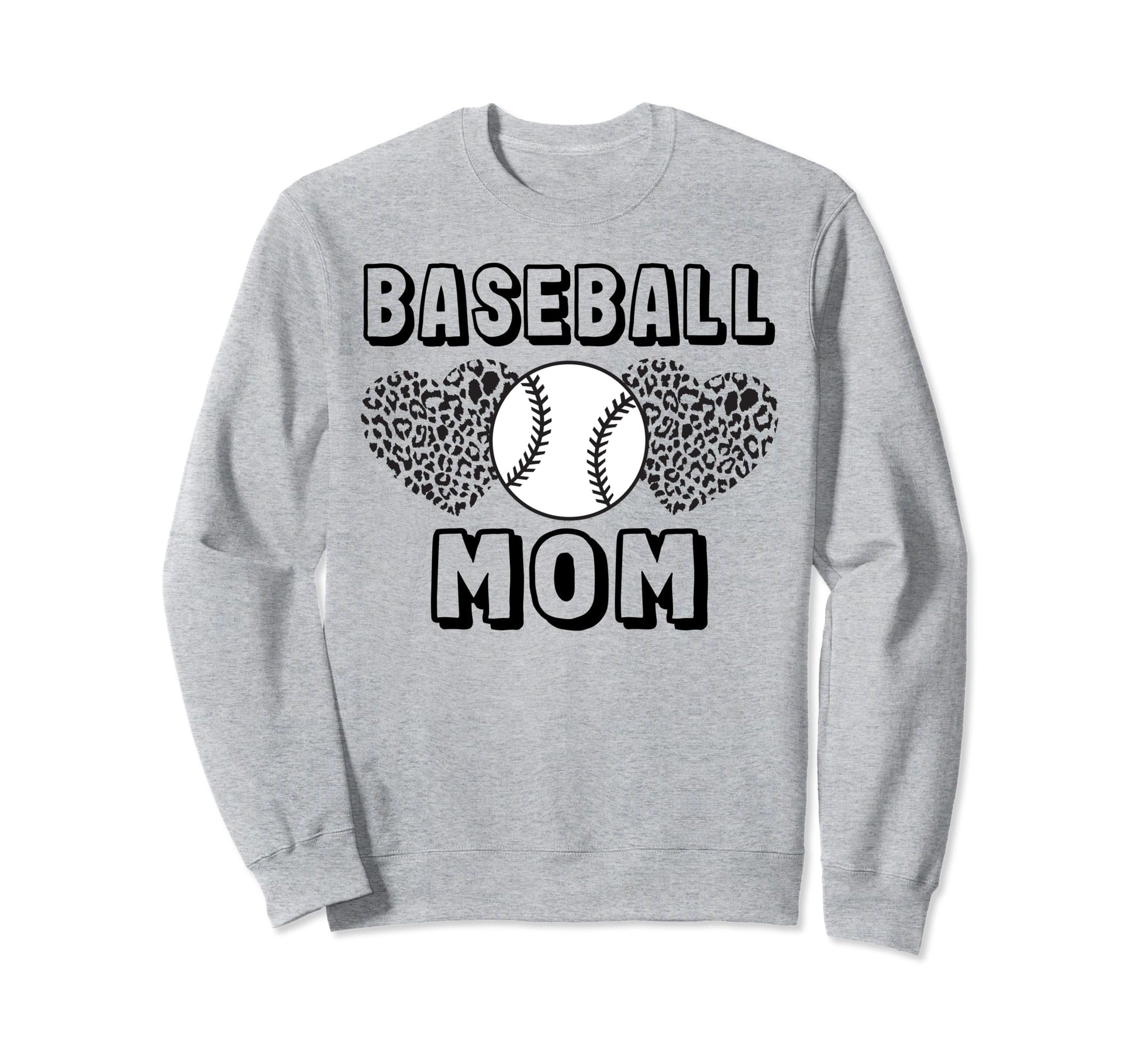 Baseball Mom Leopard Heart Game Sweatshirt - Fun Novelty Design Men Women - T-Shirt, Sweatshirt, Hoodie
