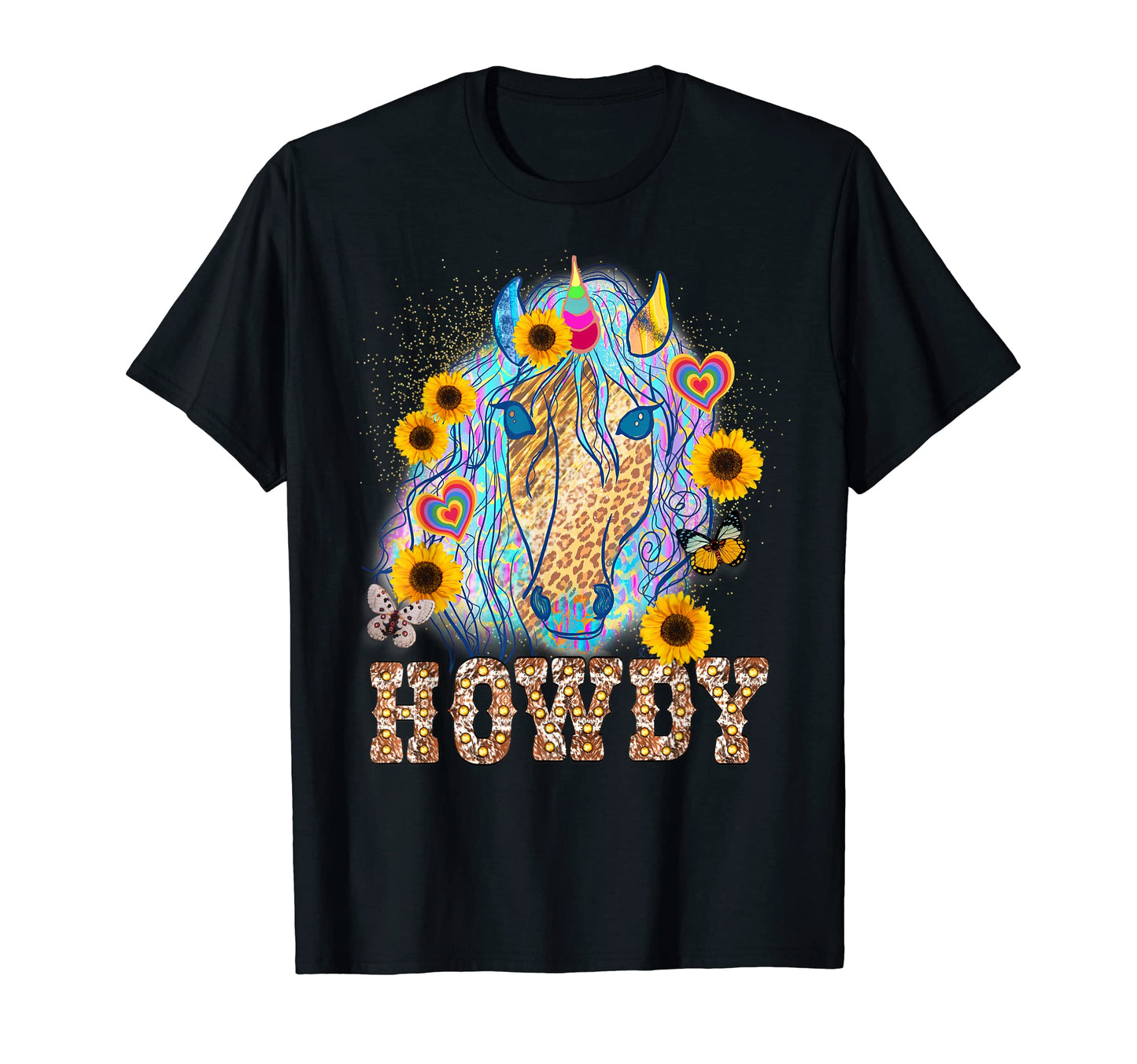 Howdy Cowgirl Western Leopard Unicorn T-Shirt - Trendy Graphic for Adults - T-Shirt, Sweatshirt, Hoodie
