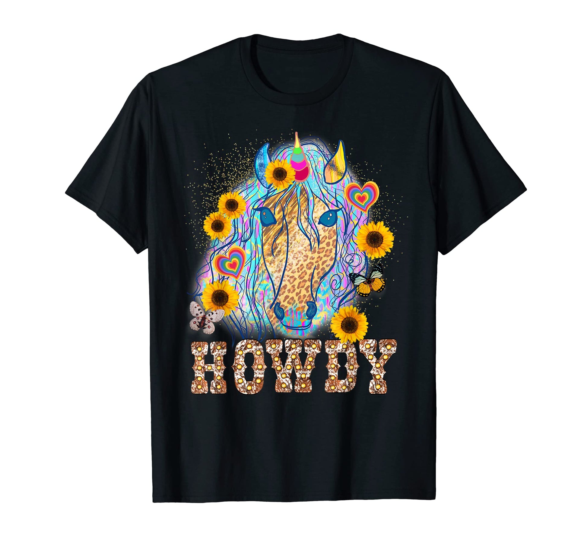 Howdy Cowgirl Western Leopard Unicorn T-Shirt - Trendy Graphic for Adults - T-Shirt, Sweatshirt, Hoodie