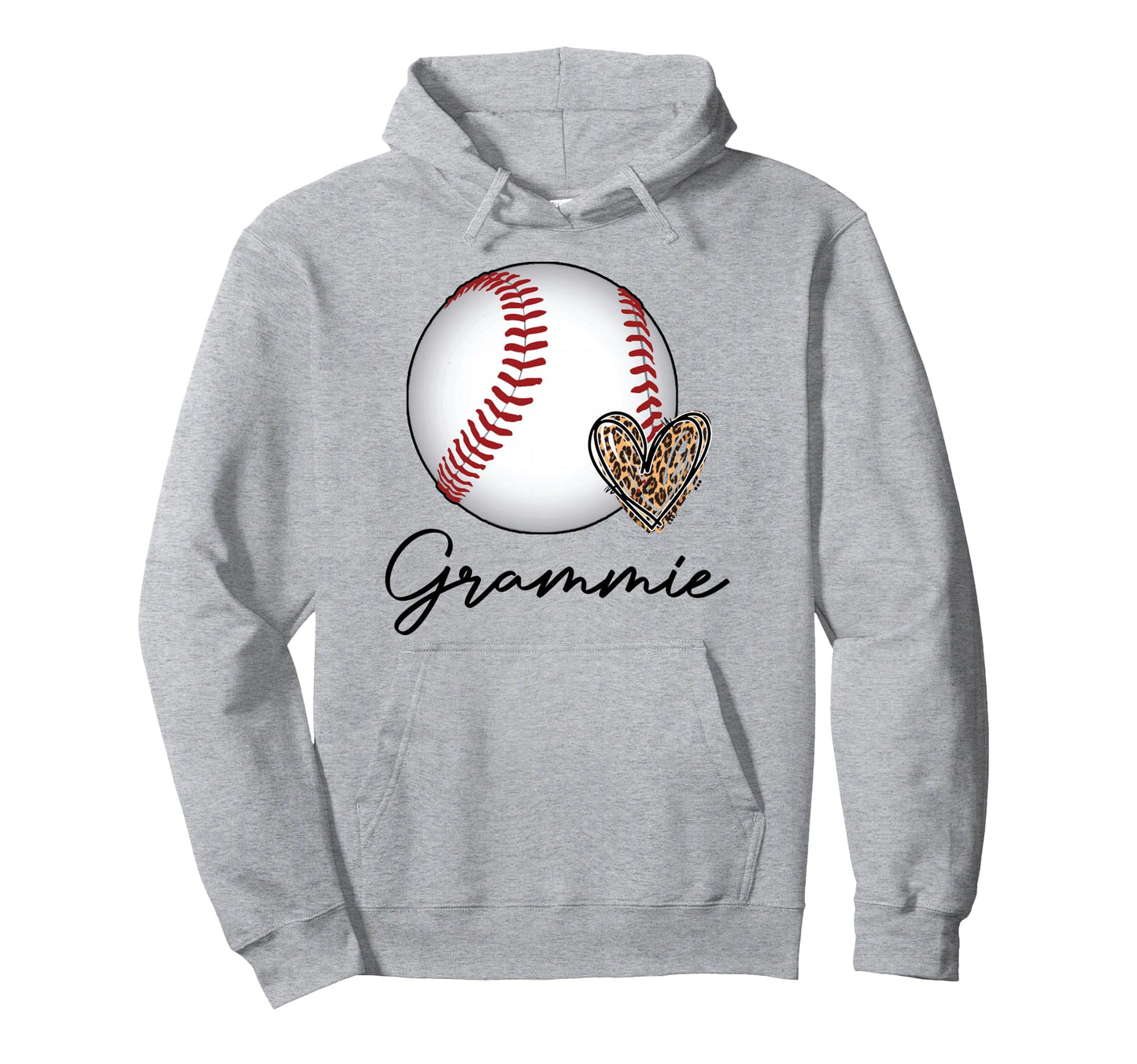 Baseball Grammie Leopard Heart Sport Hoodie - Fun Novelty Design Unisex - T-Shirt, Sweatshirt, Hoodie