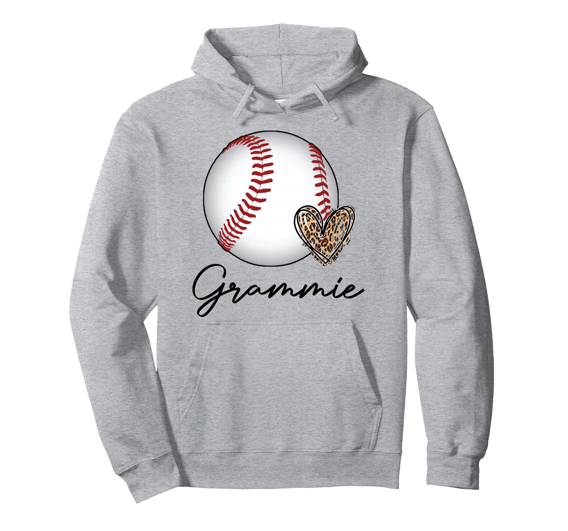 Baseball Grammie Leopard Heart Sport Hoodie - Fun Novelty Design Unisex - T-Shirt, Sweatshirt, Hoodie