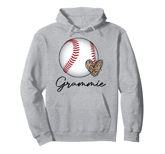 Baseball Grammie Leopard Heart Sport Hoodie - Fun Novelty Design Unisex - T-Shirt, Sweatshirt, Hoodie