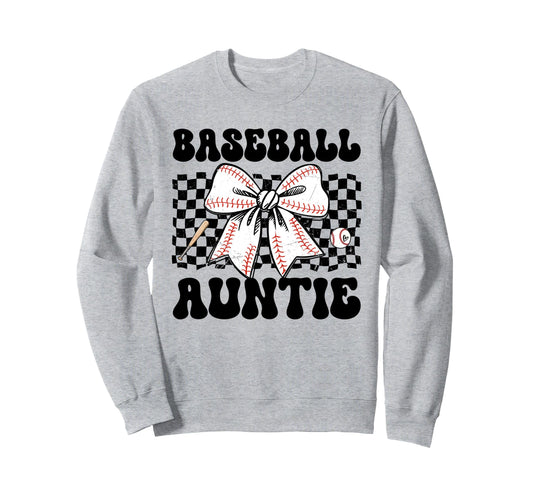 Baseball Auntie Baseball Aunt Family Sweatshirt - Unique Graphic Unisex - T-Shirt, Sweatshirt, Hoodie
