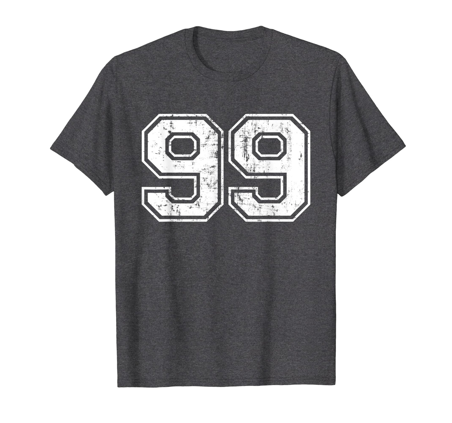 Number 99 Varsity Distressed Sports T-Shirt - Minimalist Print Men Women - T-Shirt, Sweatshirt, Hoodie