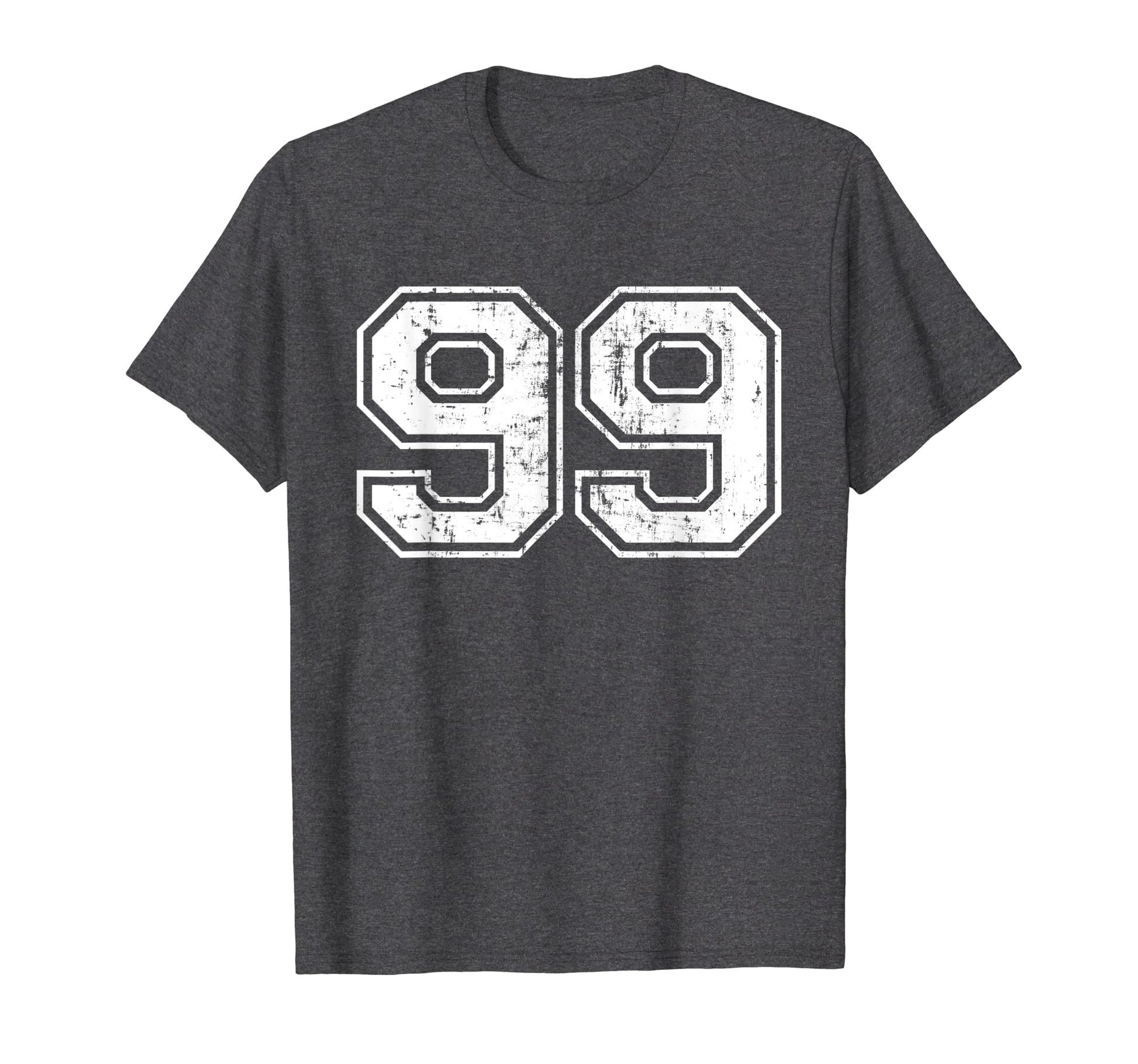 Number 99 Varsity Distressed Sports T-Shirt - Minimalist Print Men Women - T-Shirt, Sweatshirt, Hoodie