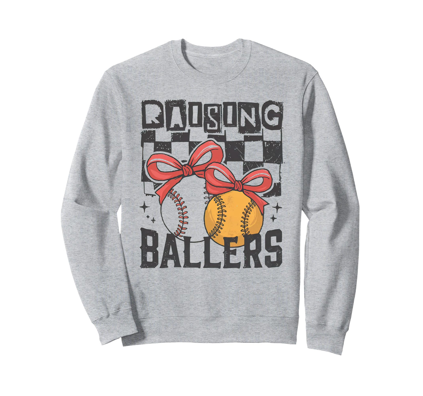 Softball Mom Raising Ballers Sweatshirt - Aesthetic Graphic Unisex - T-Shirt, Sweatshirt, Hoodie