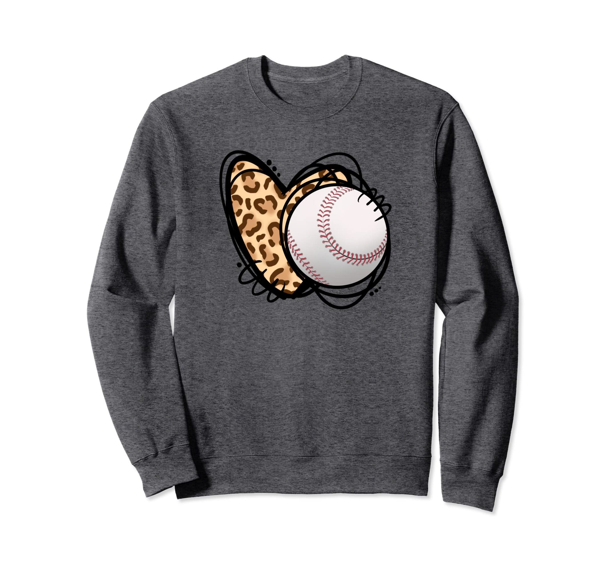 Leopard Baseball Love Cheetah Sweatshirt - Fun Novelty Design for Adults - T-Shirt, Sweatshirt, Hoodie