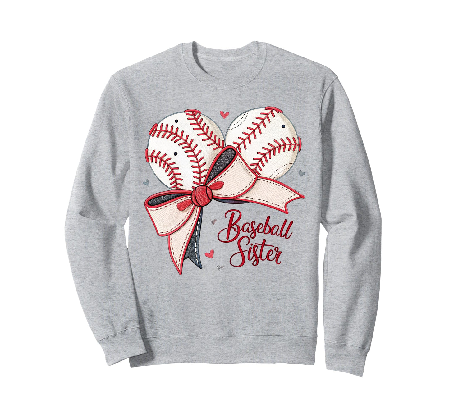 Baseball Sister Coquette Bow Cheer Sweatshirt - Novelty Apparel Men Women - T-Shirt, Sweatshirt, Hoodie