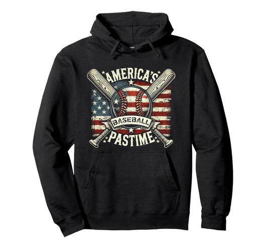 Americas Pastime Sports Fan Baseball Hoodie - Minimalist Print for Adults - T-Shirt, Sweatshirt, Hoodie