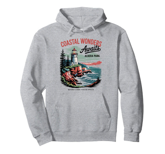Acadia National Park Coastal Main Hoodie - Custom Art Print Men Women - T-Shirt, Sweatshirt, Hoodie