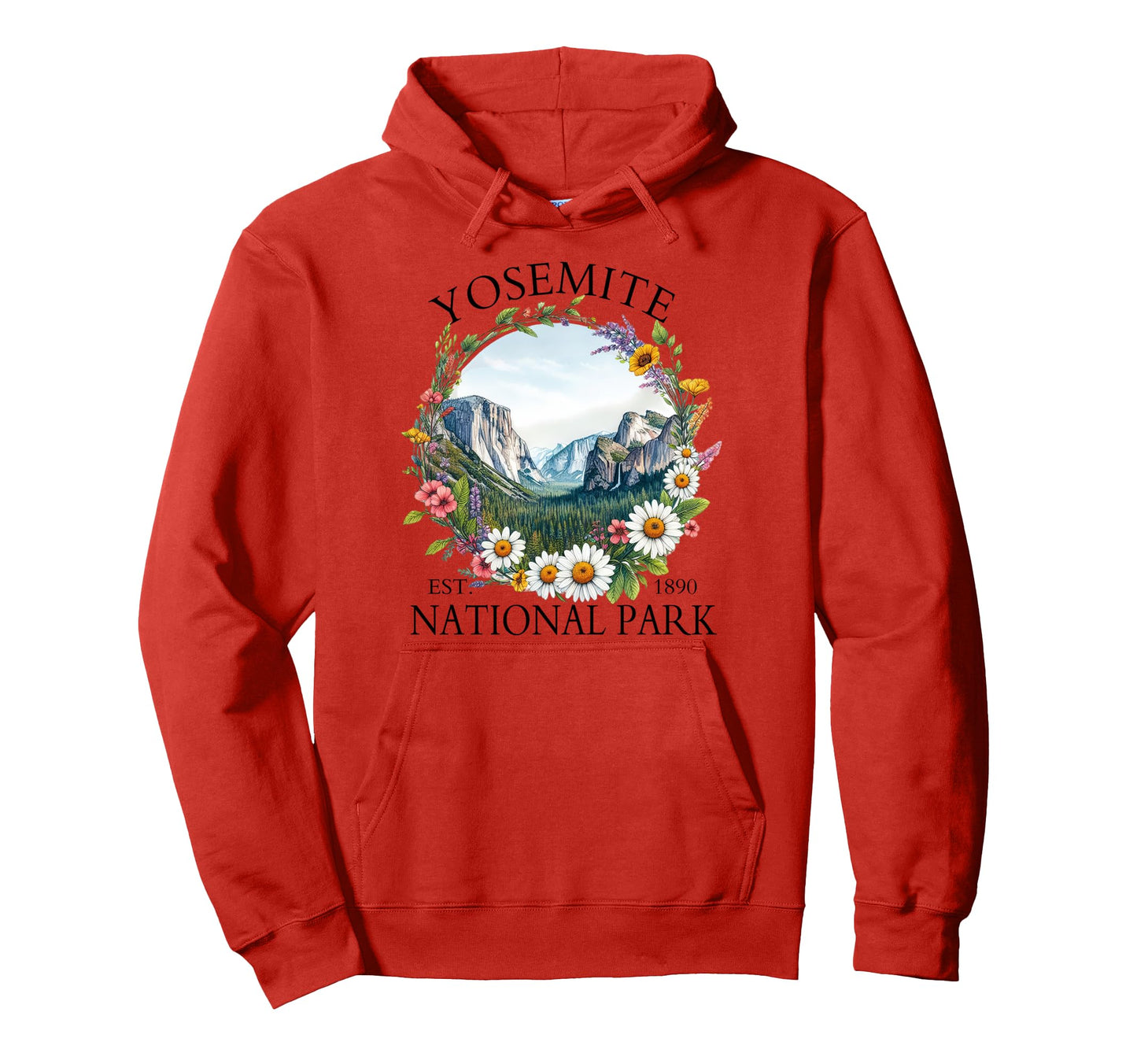 Floral Yosemite National Park Hiking Hoodie - Minimalist Print Men Women - T-Shirt, Sweatshirt, Hoodie