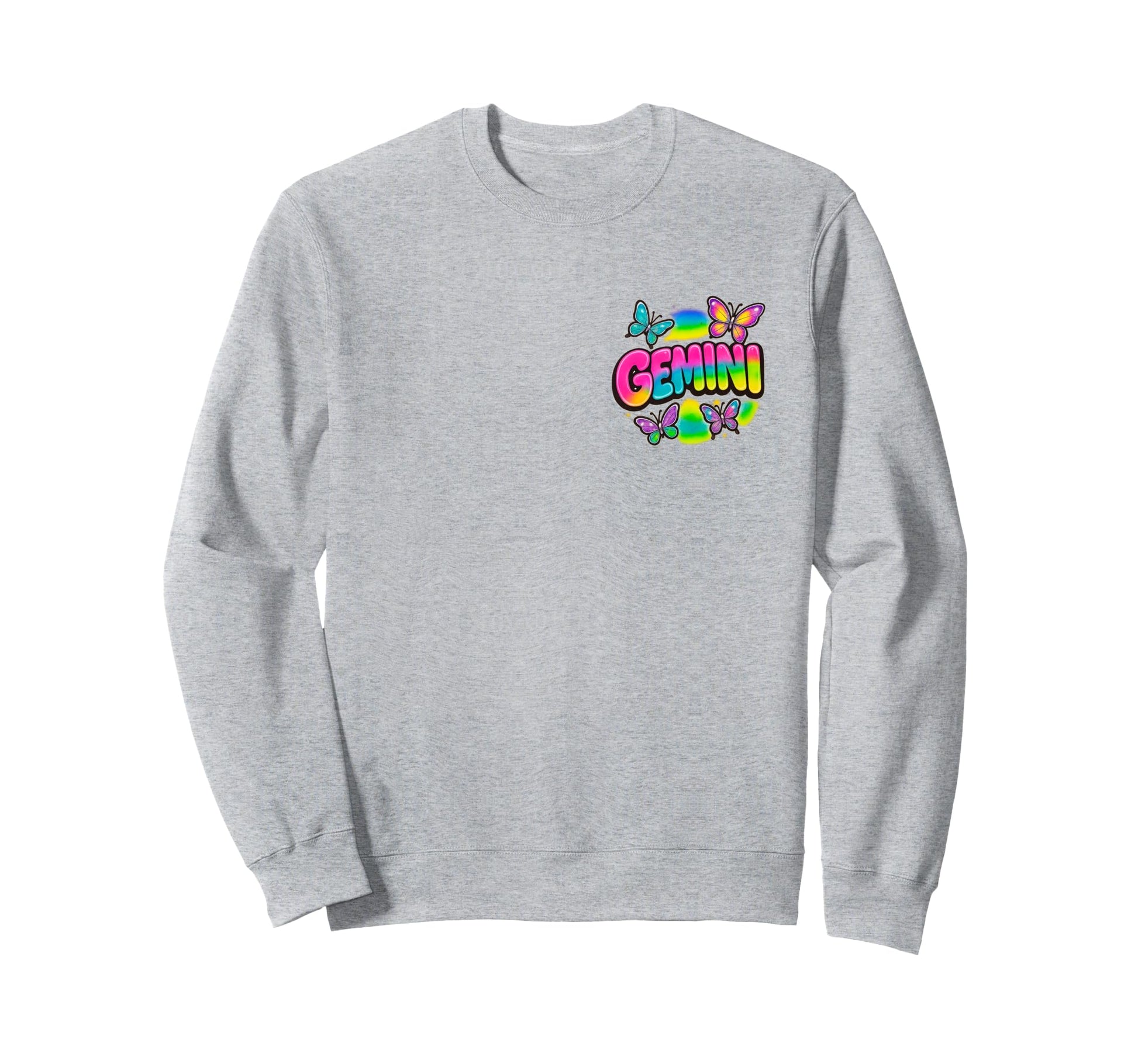 Gemini Y2K Butterfly Airbrush Sweatshirt - Aesthetic Graphic for Adults - T-Shirt, Sweatshirt, Hoodie