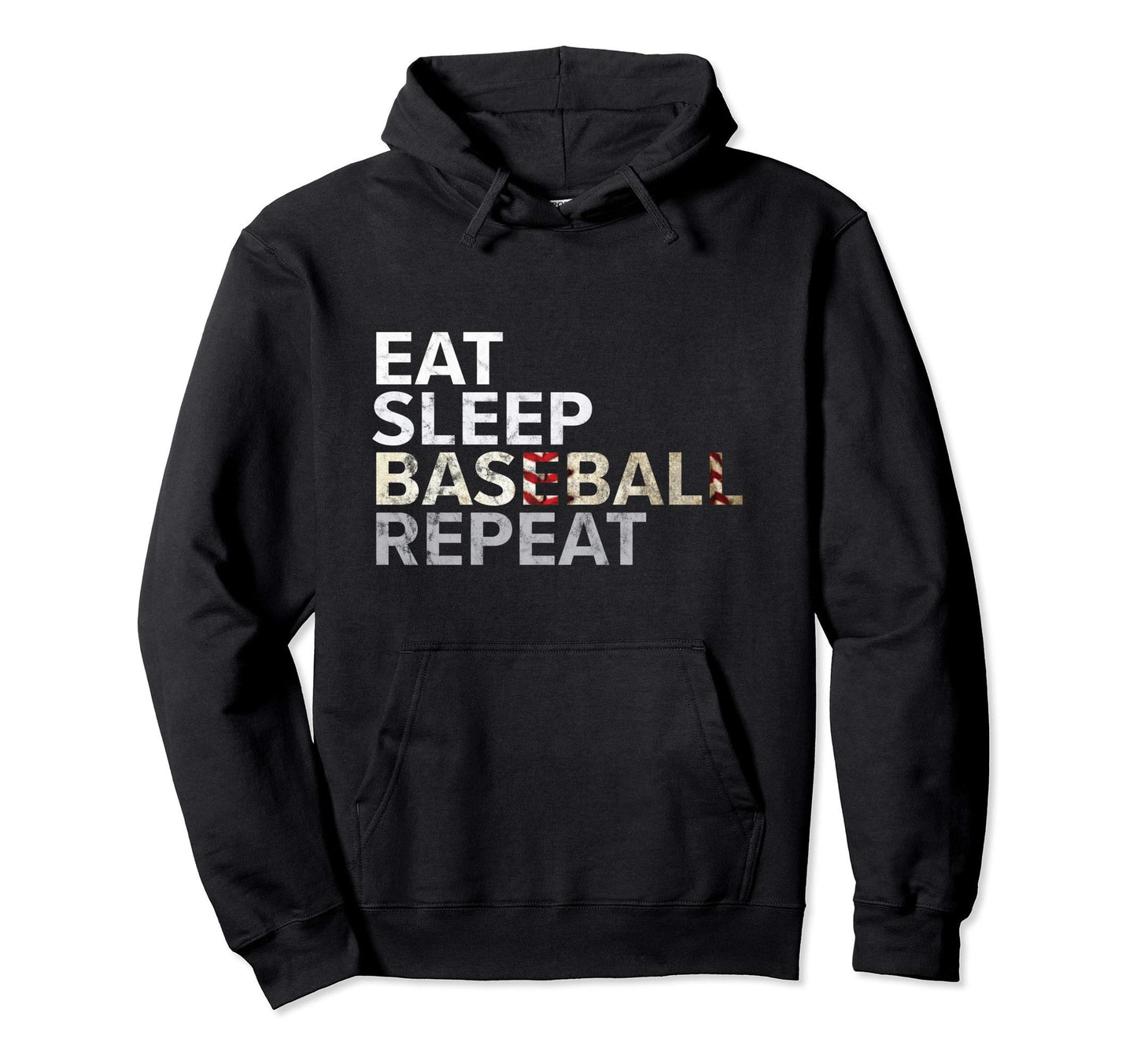 Eat Sleep Baseball Repeat Laces Fanatic Hoodie - Graphic Print Men Women - T-Shirt, Sweatshirt, Hoodie