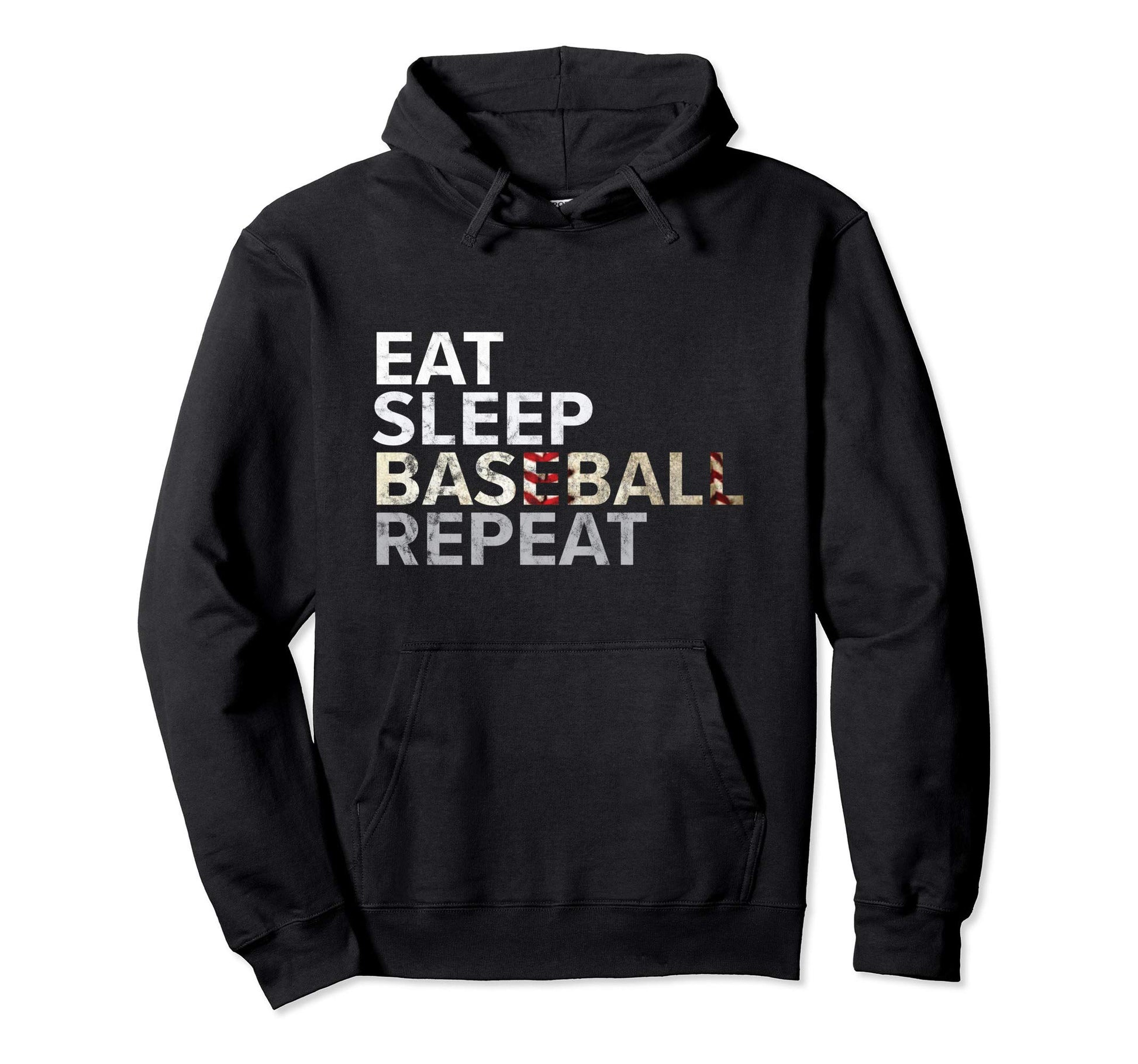 Eat Sleep Baseball Repeat Laces Fanatic Hoodie - Graphic Print Men Women - T-Shirt, Sweatshirt, Hoodie