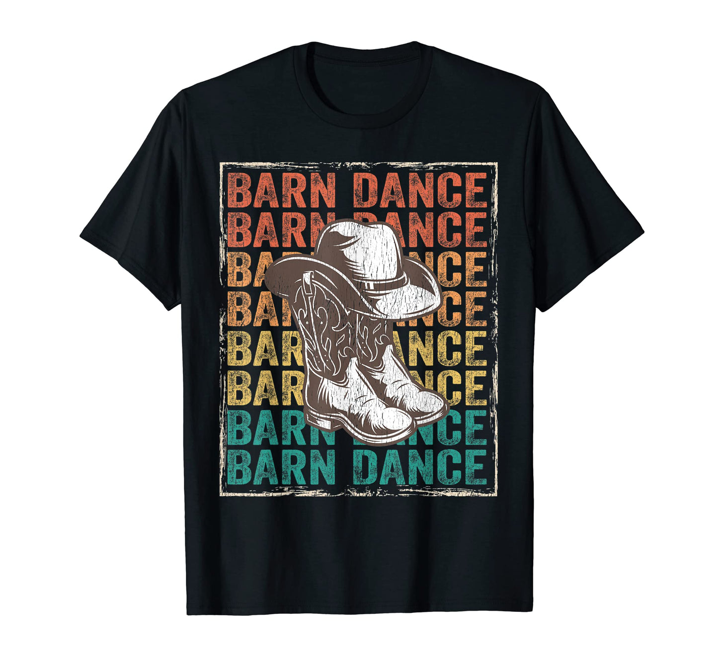 Barn Dance Rodeo Distressed Western T-Shirt - Aesthetic Graphic for Adults - T-Shirt, Sweatshirt, Hoodie