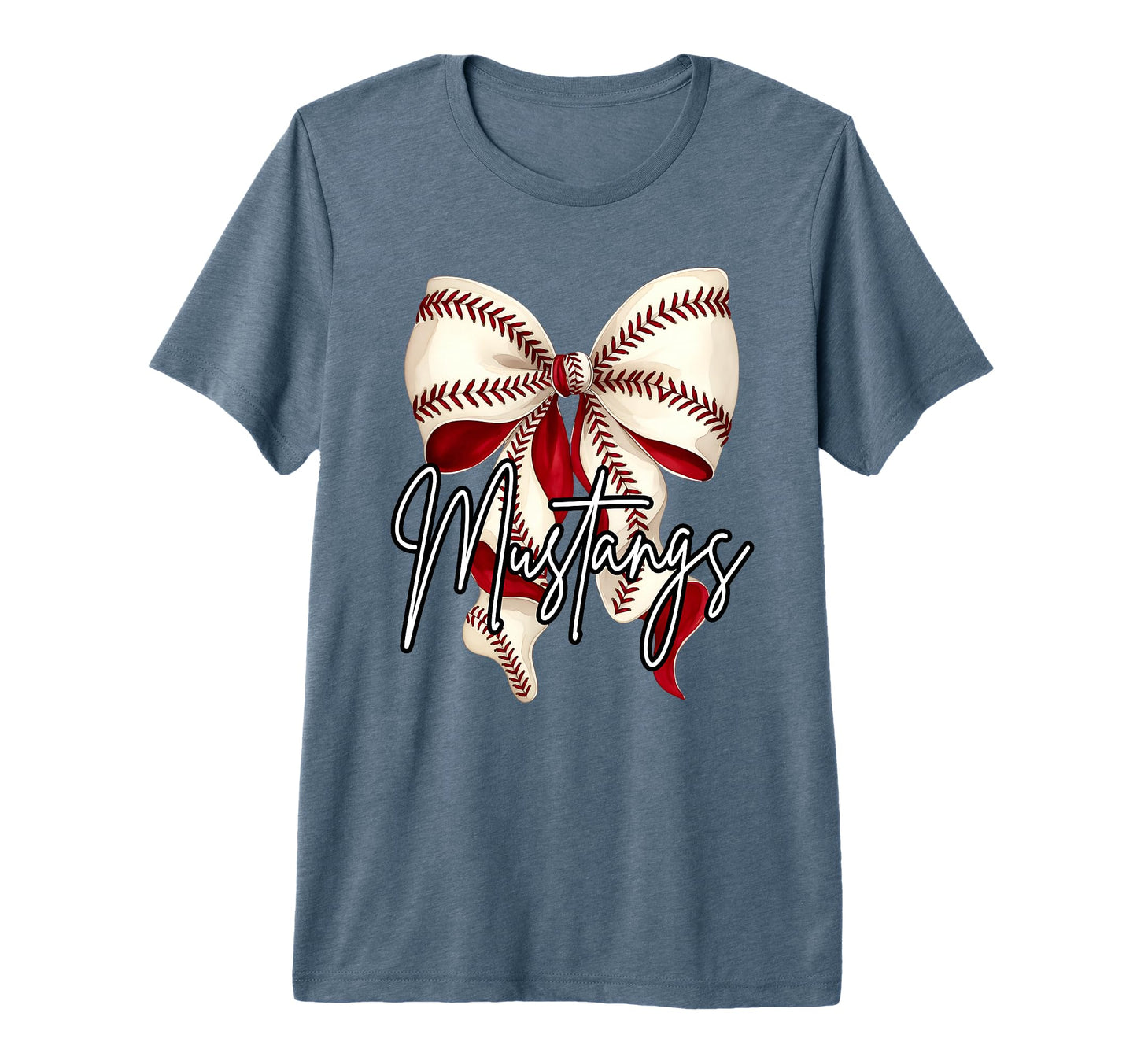 Mustangs Baseball Mom Coquette Bow T-Shirt - Minimalist Print Men Women - T-Shirt, Sweatshirt, Hoodie