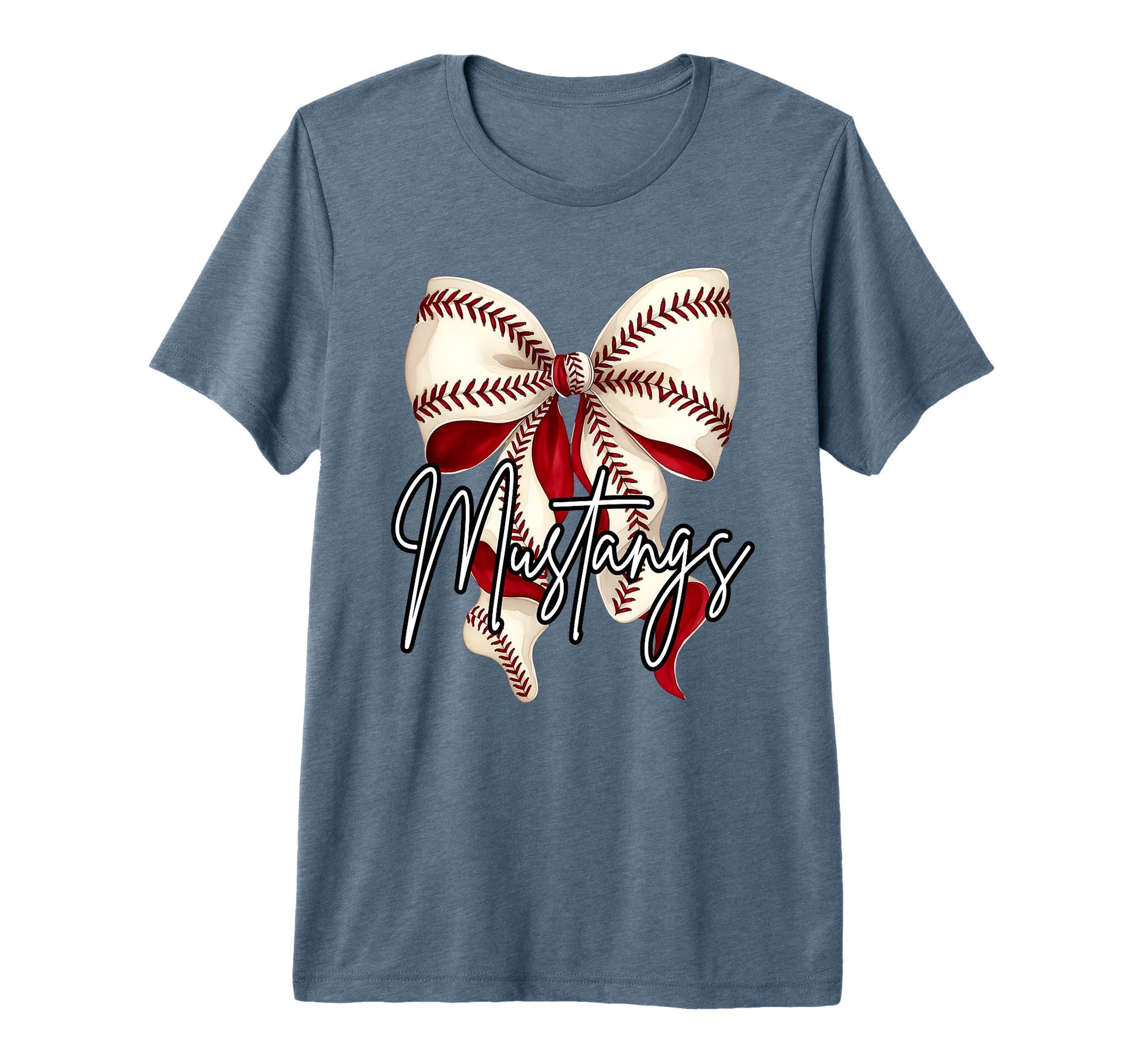 Mustangs Baseball Mom Coquette Bow T-Shirt - Minimalist Print Men Women - T-Shirt, Sweatshirt, Hoodie