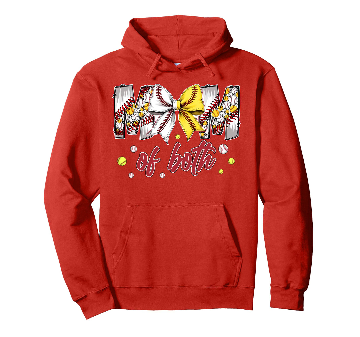 Mom Both Baseball Softball Coquette Hoodie - Streetwear Style Men Women - T-Shirt, Sweatshirt, Hoodie