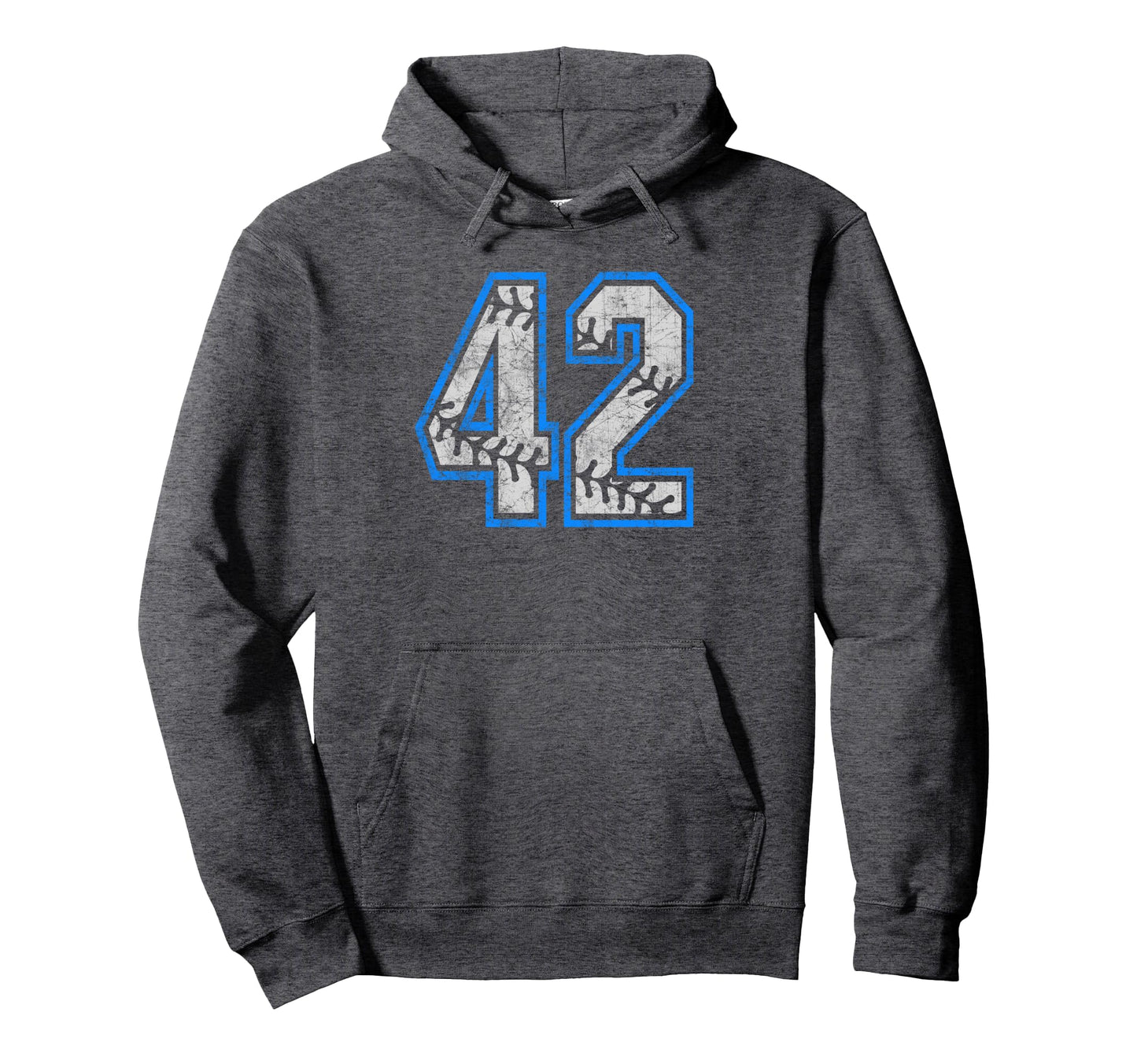 Number 42 42 Jersey Baseball Laces Hoodie - Fun Novelty Design for Adults - T-Shirt, Sweatshirt, Hoodie