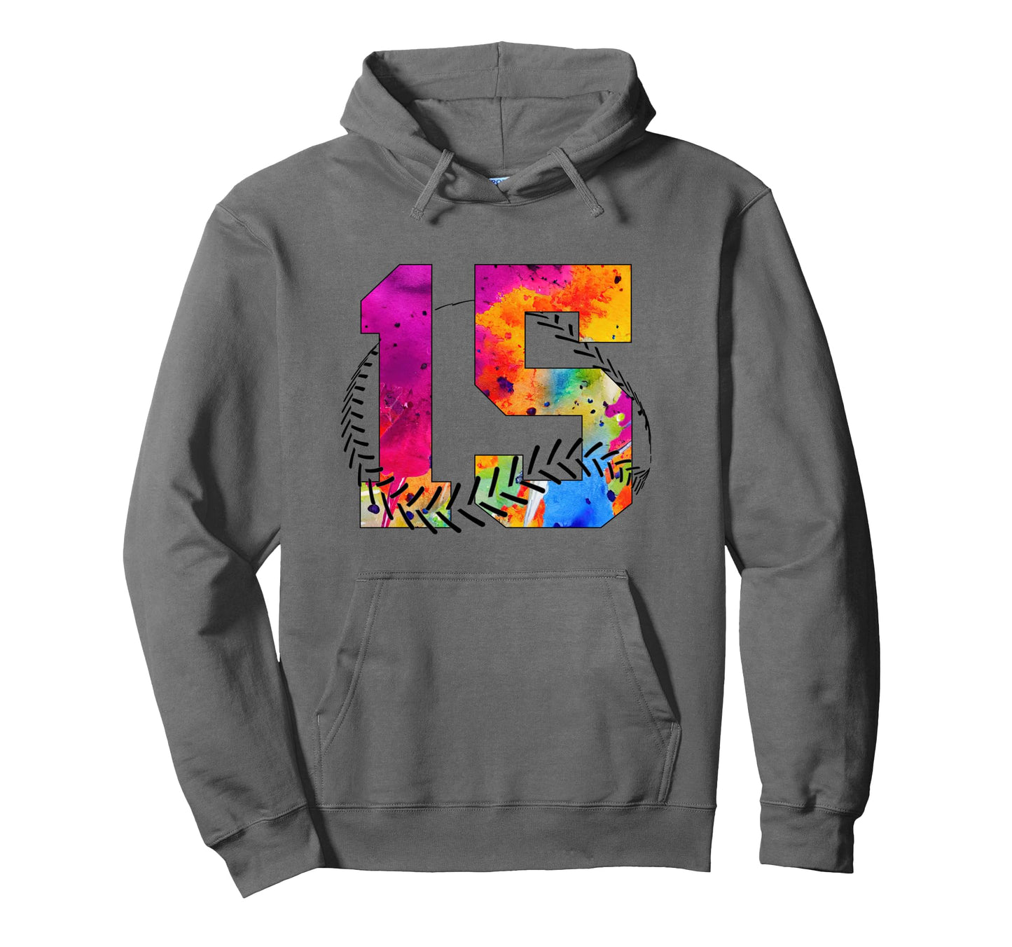 Number 15 Years Baseball 15Th Hoodie - Aesthetic Graphic for Adults - T-Shirt, Sweatshirt, Hoodie
