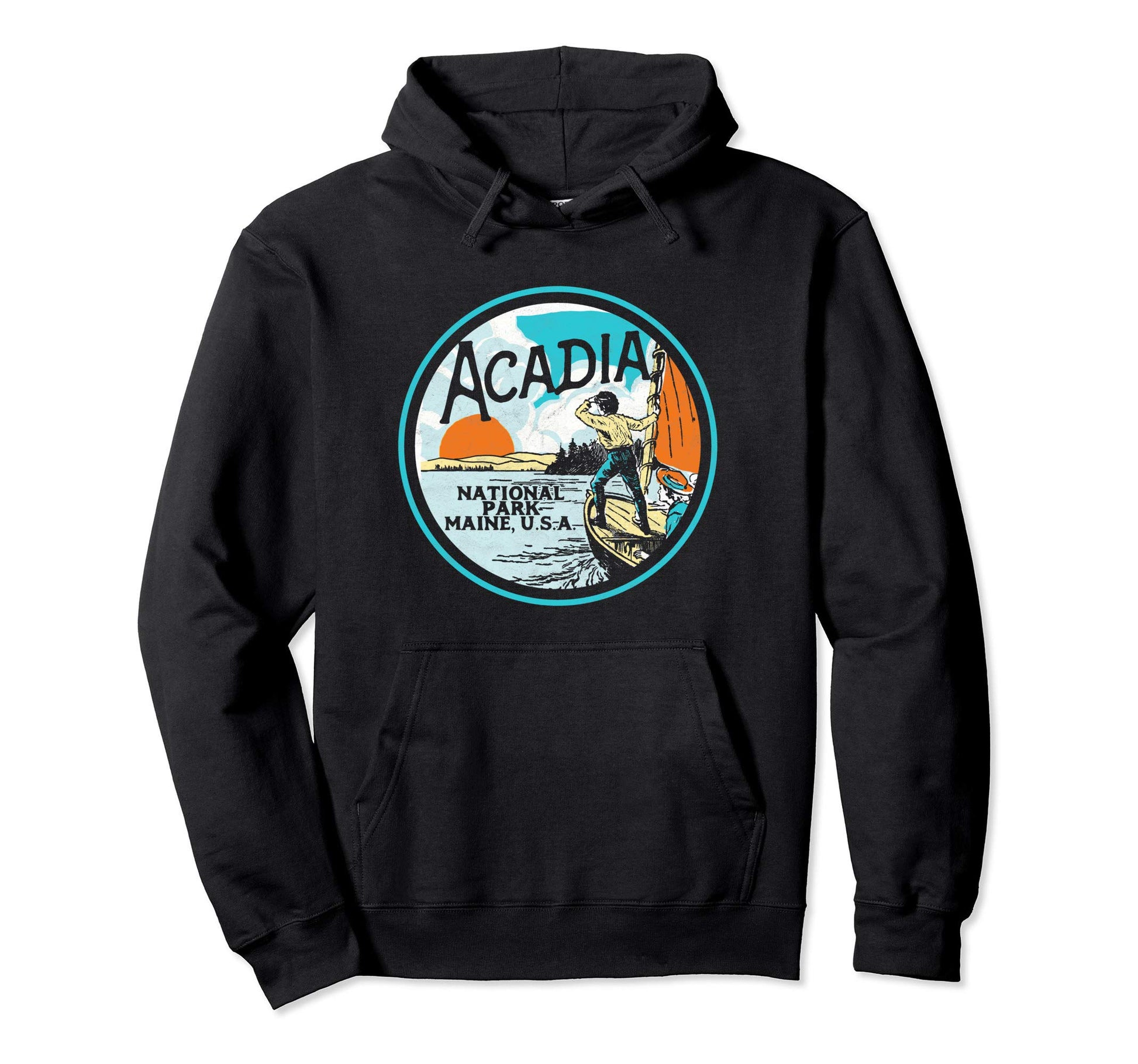 Acadia National Park Maine Illustrated Hoodie - Unique Graphic for Adults - T-Shirt, Sweatshirt, Hoodie