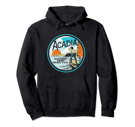 Acadia National Park Maine Illustrated Hoodie - Unique Graphic for Adults - T-Shirt, Sweatshirt, Hoodie
