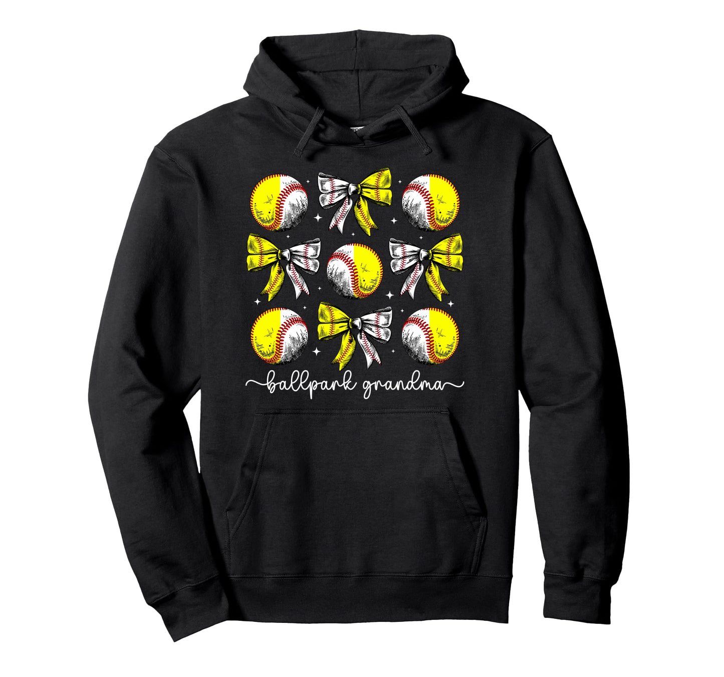 Ballpark Grandma Coquette Softball Hoodie - Novelty Apparel Men Women - T-Shirt, Sweatshirt, Hoodie