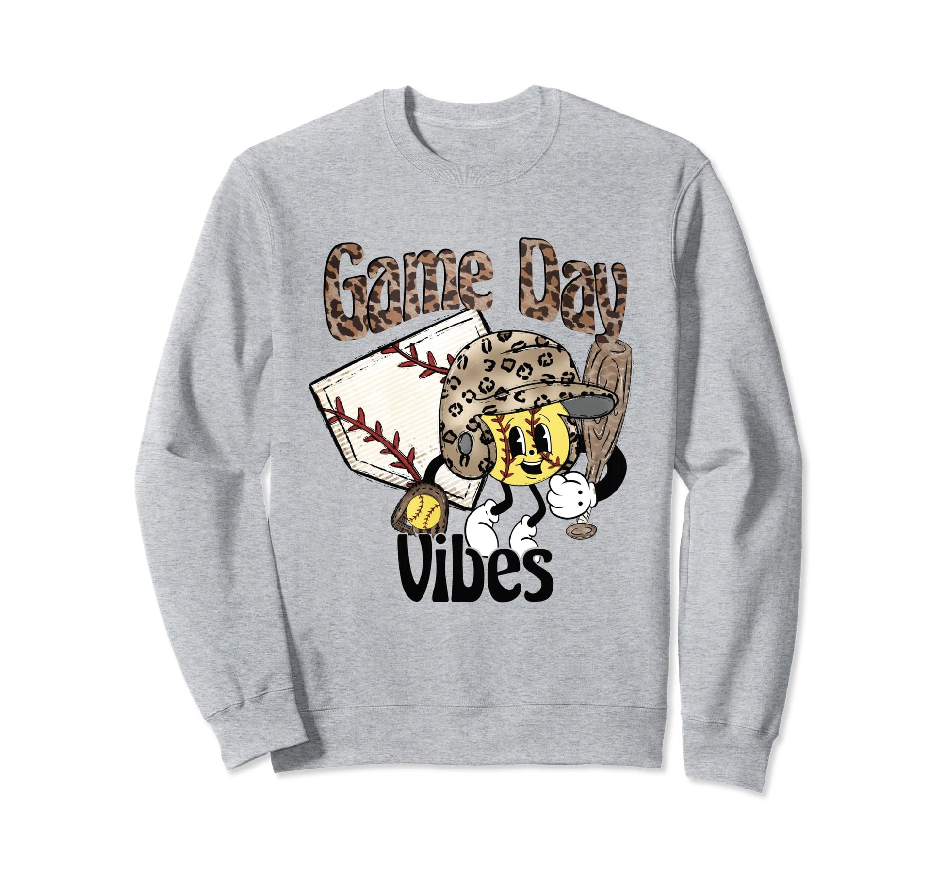 Game Day Leopard Baseball Softball Sweatshirt - Graphic Print for Adults - T-Shirt, Sweatshirt, Hoodie
