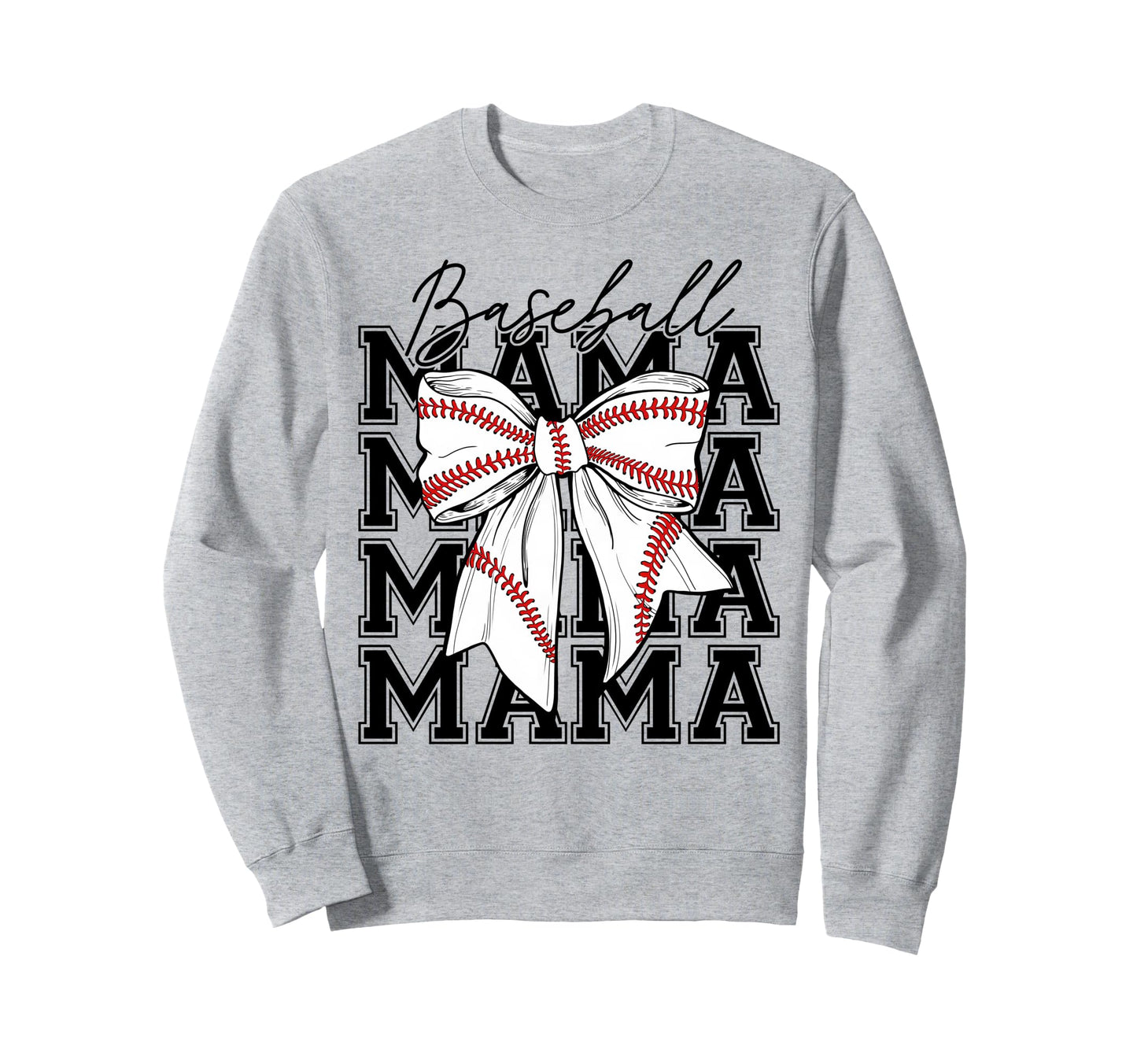 Womens Baseball Mama Coquette Bow Sweatshirt - Graphic Print for Adults - T-Shirt, Sweatshirt, Hoodie