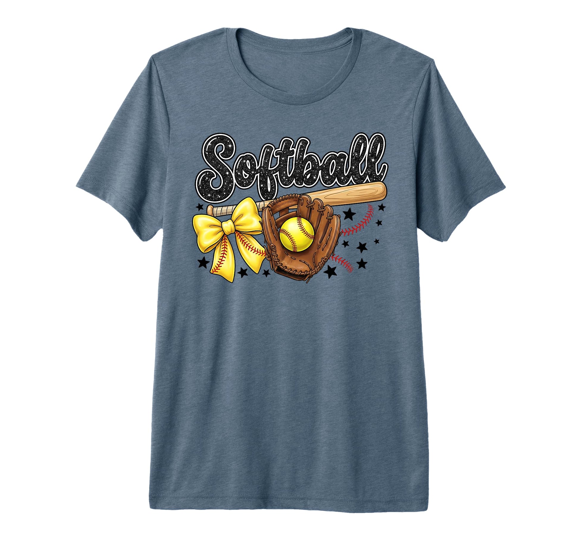 Softball Coquette Bow Game Day Tri Blend T-Shirt - Graphic Print for Adults - T-Shirt, Sweatshirt, Hoodie
