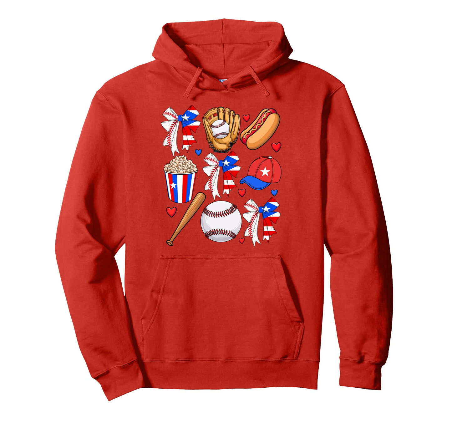 Puerto Rico Baseball Coquette Bow Boricua Hoodie - Custom Art Print Unisex - T-Shirt, Sweatshirt, Hoodie
