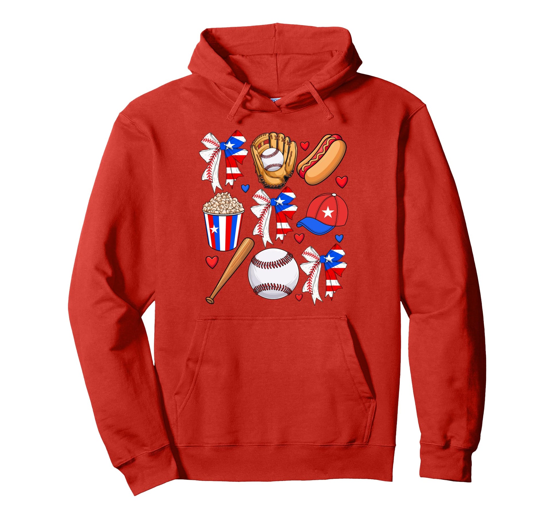 Puerto Rico Baseball Coquette Bow Boricua Hoodie - Custom Art Print Unisex - T-Shirt, Sweatshirt, Hoodie