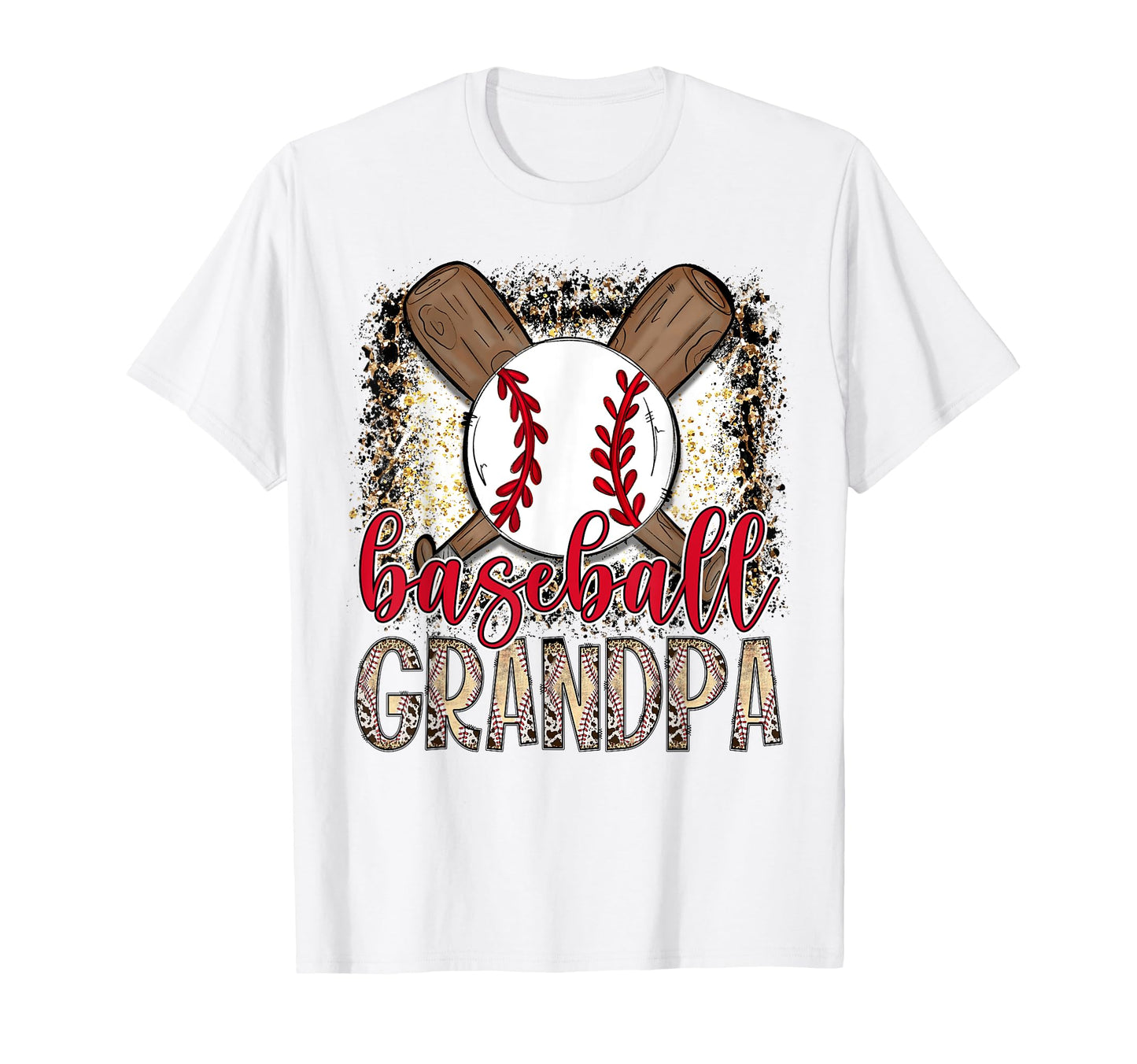 Baseball Grandpa Leopard Proud Ball T-Shirt - Unique Graphic Unisex - T-Shirt, Sweatshirt, Hoodie