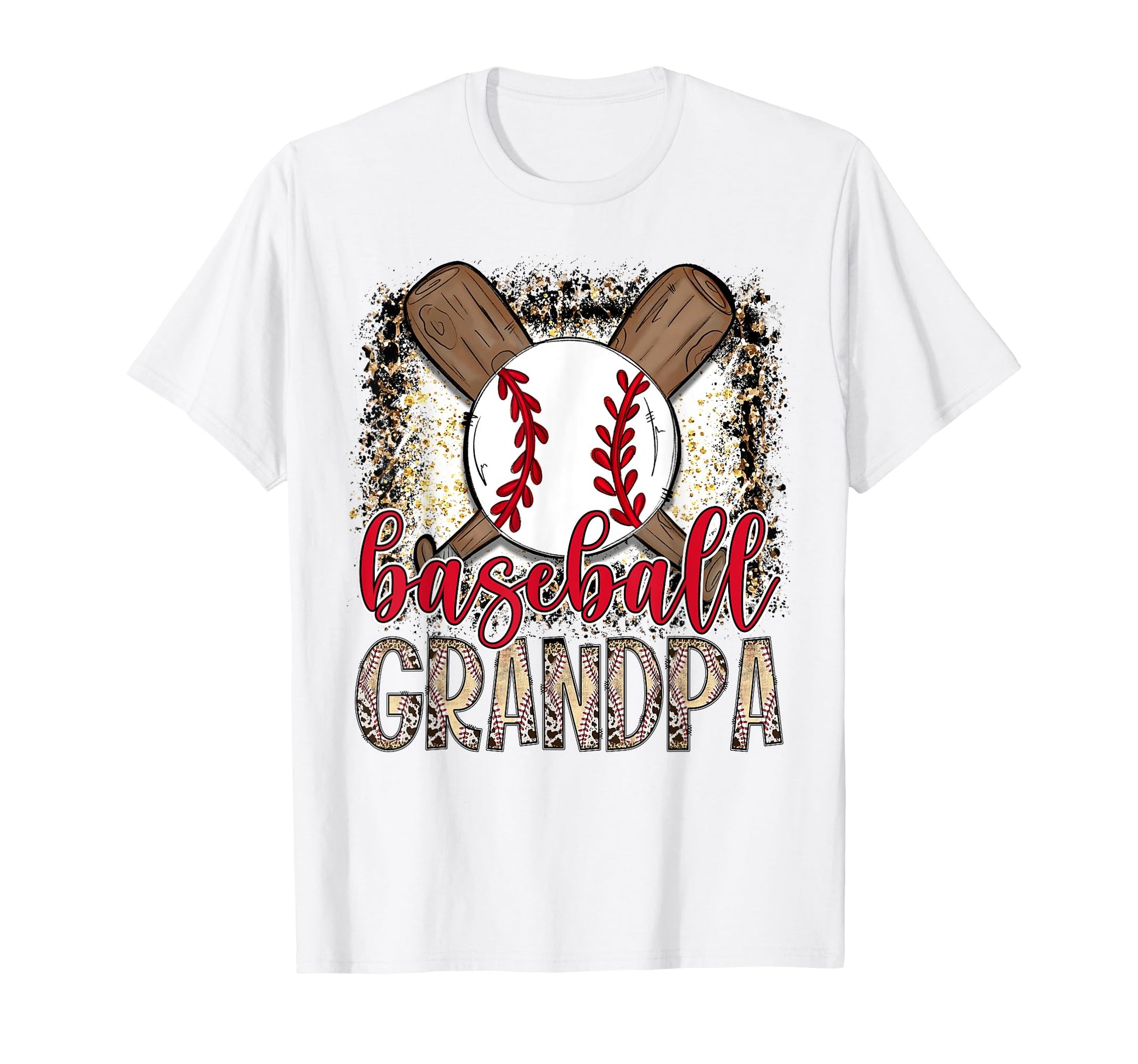 Baseball Grandpa Leopard Proud Ball T-Shirt - Unique Graphic Unisex - T-Shirt, Sweatshirt, Hoodie