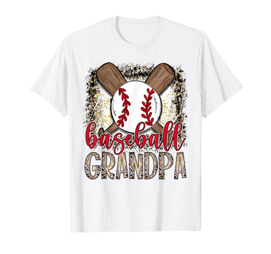 Baseball Grandpa Leopard Proud Ball T-Shirt - Unique Graphic Unisex - T-Shirt, Sweatshirt, Hoodie