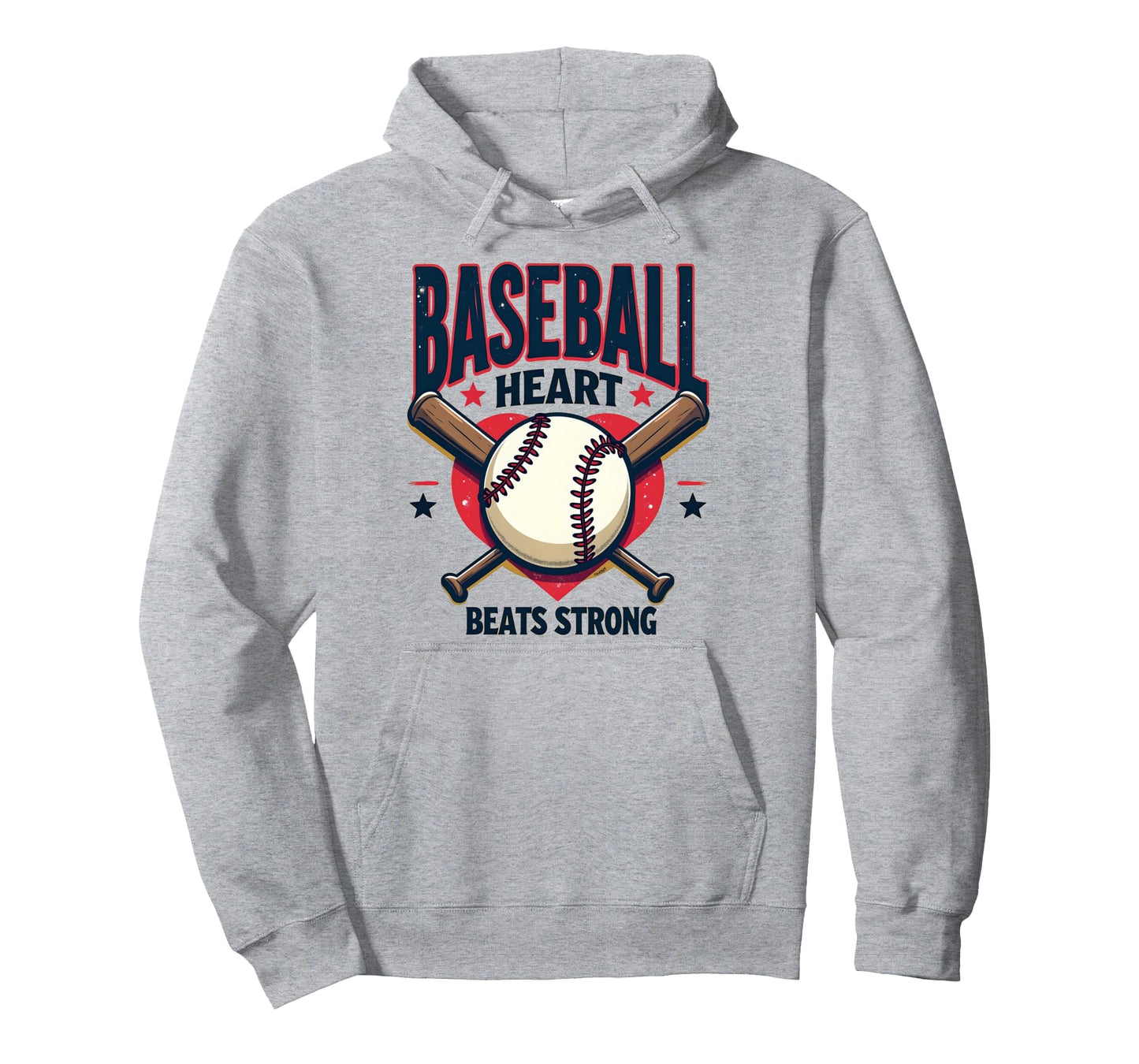 Baseball Heart Beats Strong Baseball Hoodie - Novelty Apparel Unisex - T-Shirt, Sweatshirt, Hoodie