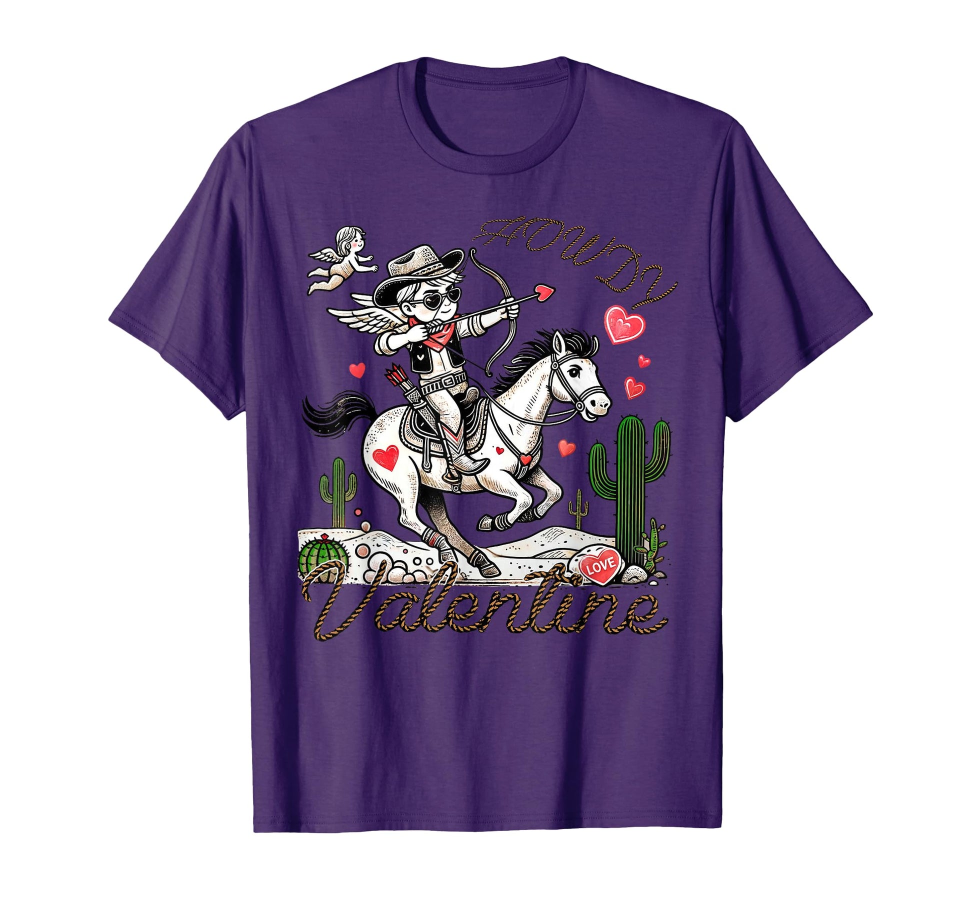 Cupid Valentines Day Western Howdy T-Shirt - Minimalist Print Unisex - T-Shirt, Sweatshirt, Hoodie
