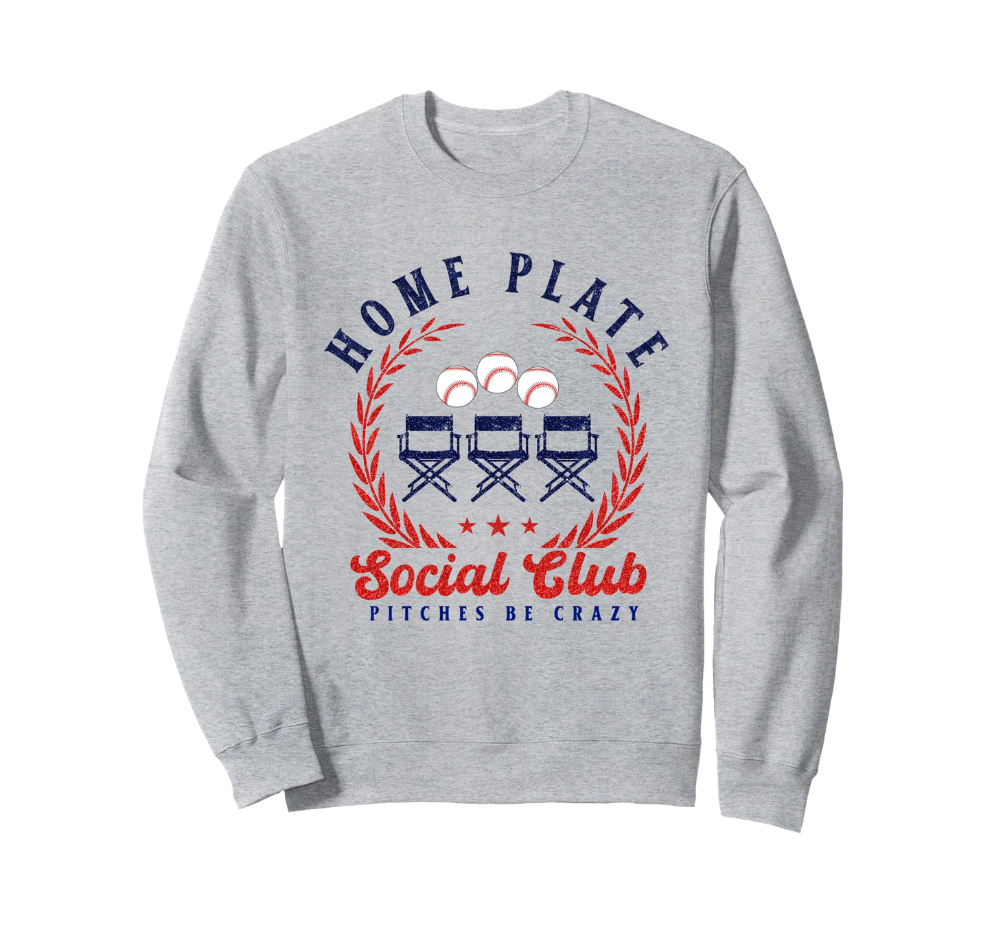 Home Plate Social Club Pitches Sweatshirt - Aesthetic Graphic for Adults - T-Shirt, Sweatshirt, Hoodie